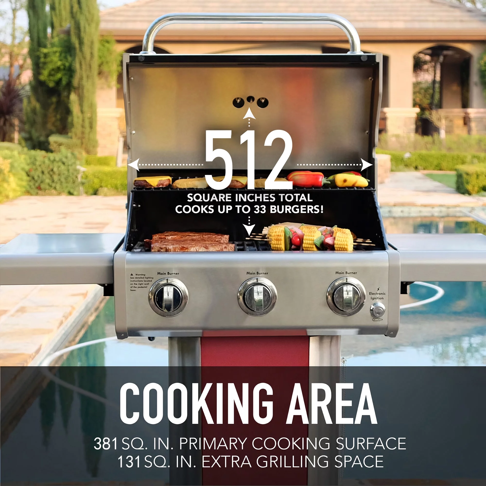 Kenmore 3-Burner Gas Grill, Outdoor BBQ Grill, Propane Grill with Foldable Side Tables, Teal Green - Cheap Fitting