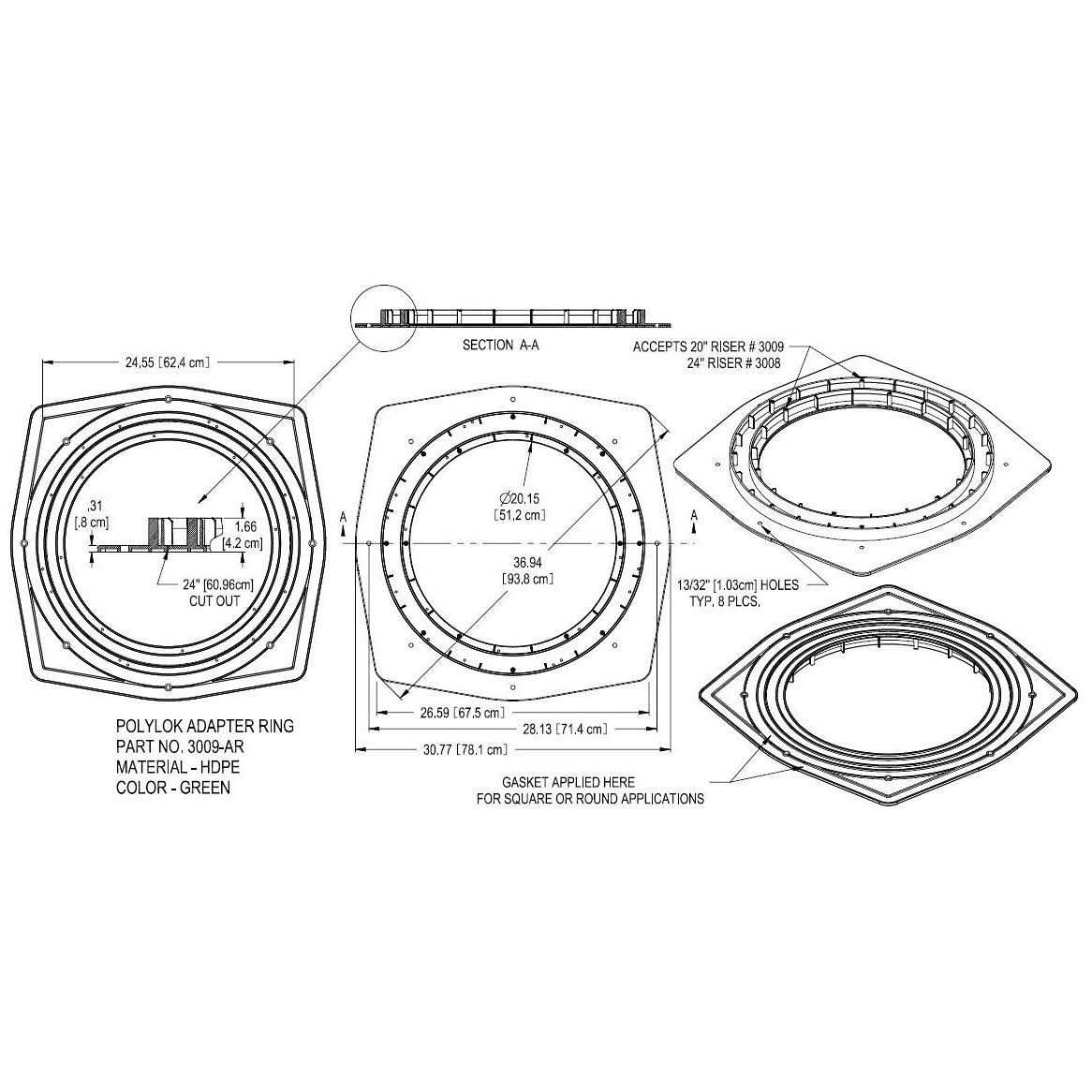 Polylok 3009-ar 20 or 24 Septic Tank Riser Adapter Ring - Cheap Fitting