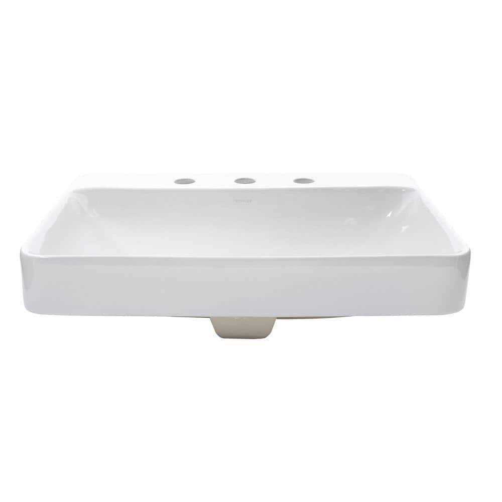 Kohler Vox Rectangle Vessel Bathroom Sink with Widespread Faucet Holes - Cheap Fitting
