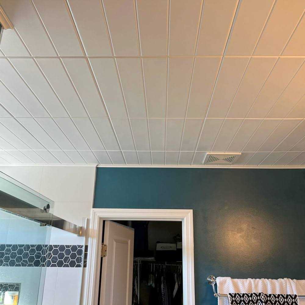 A La Maison Ceilings Bead Board 1.6 ft. x 1.6 ft. Decorative Foam Glue up Ceiling Tile - Cheap Fitting