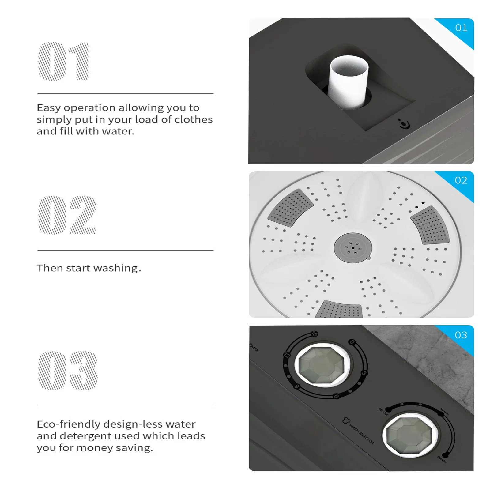 Portable Washing Machine 26Lbs Mini Compact Twin Tub Washing Machine Laundry Washer(18Lbs) & Spinner(8Lbs) with Built-in Gravity Drain Pump,Low Noise and Easy Store for Apartment,Dorms,RV Camping - Cheap Fitting