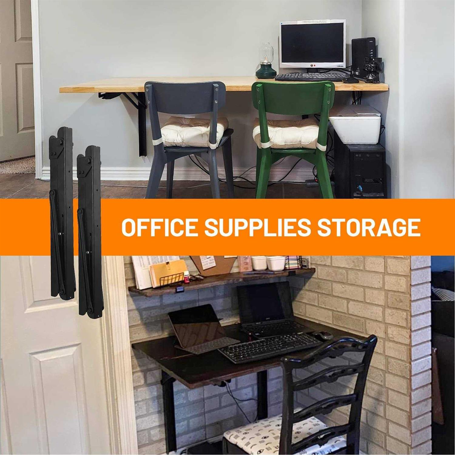 Wallmaster 24inch Folding Shelf Brackets Garage Heavy Duty Steel Max Load 500lb Floating Wall Mounted Collapsible Shelf Bracket Space Saving - Cheap Fitting