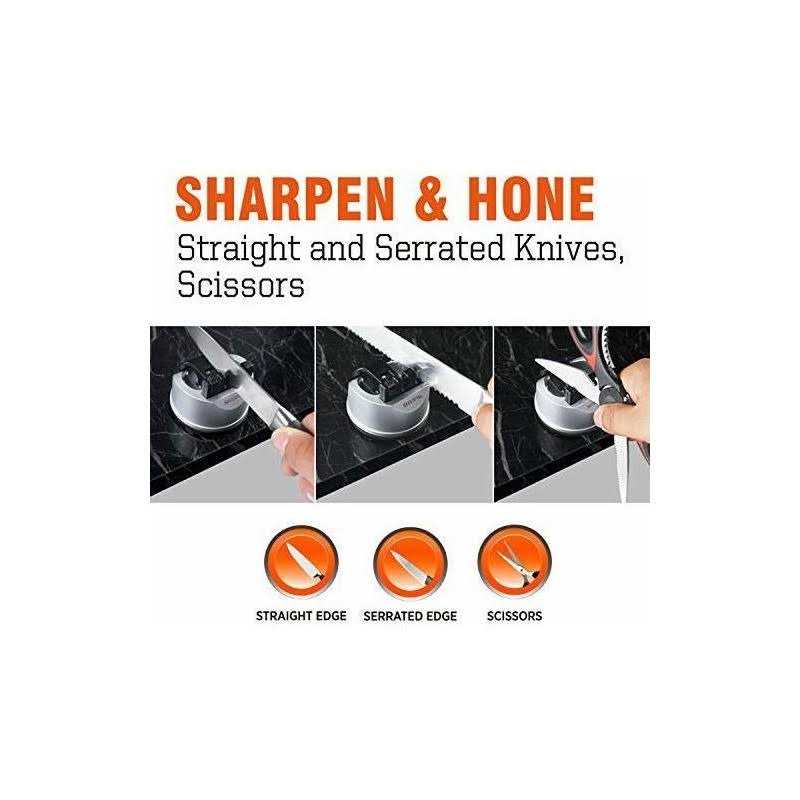 Sharpal 191H Pocket Kitchen Chef Knife Scissors Sharpener for Straight & Serrated Knives, 3-Stage Knife Sharpening Tool Helps Repair and Restore - Cheap Fitting