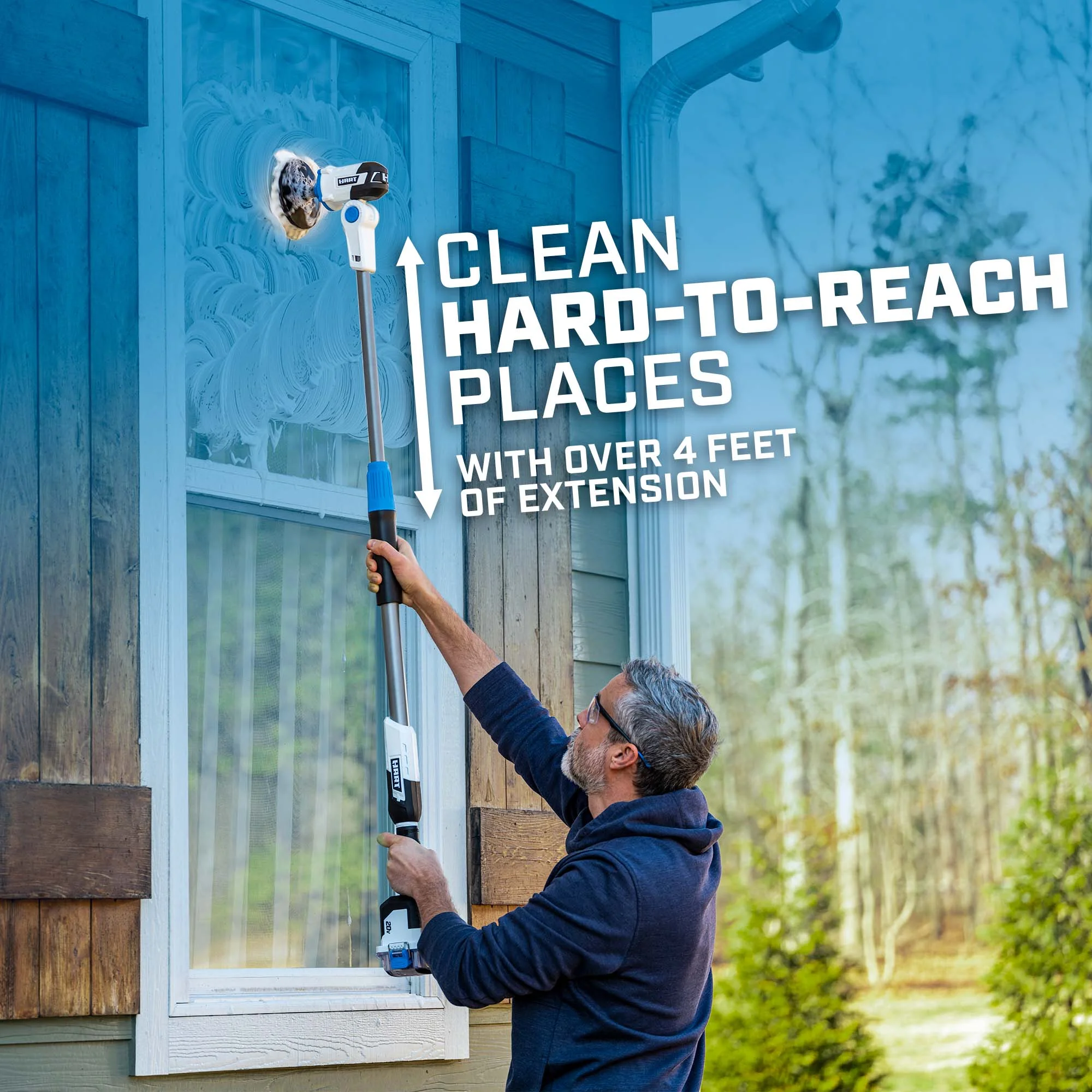 HART 20-Volt Telescoping Scrubber Kit, (1) 1.5Ah Lithium-Ion Battery, Medium Bristle Cleaning Brush - Cheap Fitting