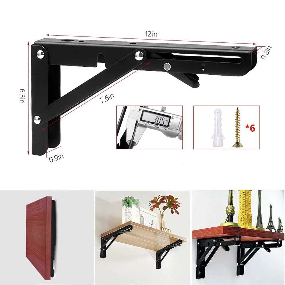 Hniuyun 2Pcs Folding Shelf Brackets Heavy Duty Stainless Steel Shelf Bracket for Table Work Space Saving DIY Bracket - Cheap Fitting