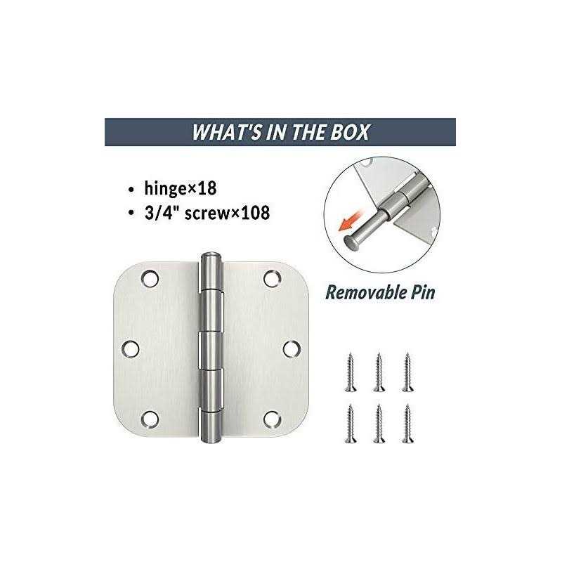 Hosom 18 pack rounded Door Hinges 3.5 x 3.5 inch - Cheap Fitting