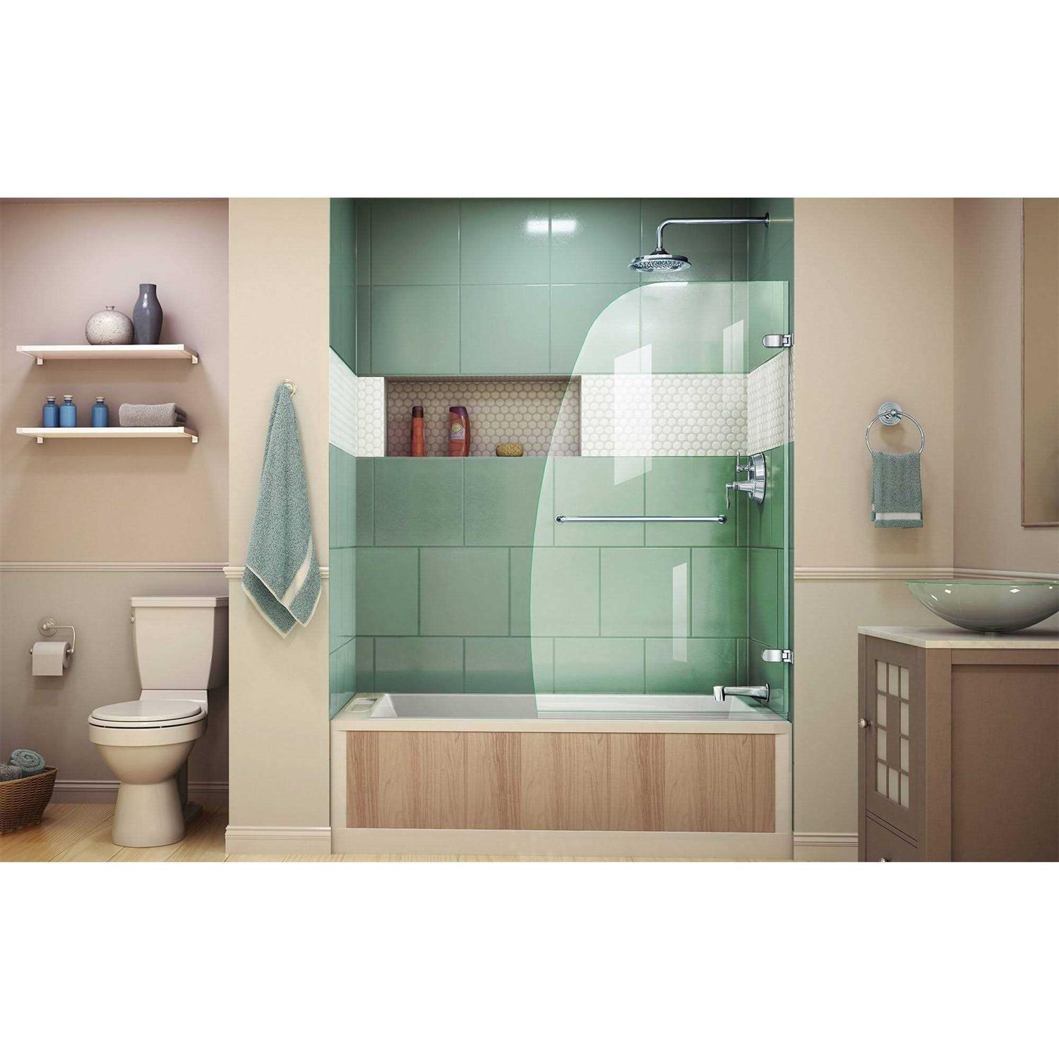 DreamLine SHDR-3534586-01 Aqua Uno 34 W x 58 H Frameless Hinged Tub Door - Cheap Fitting