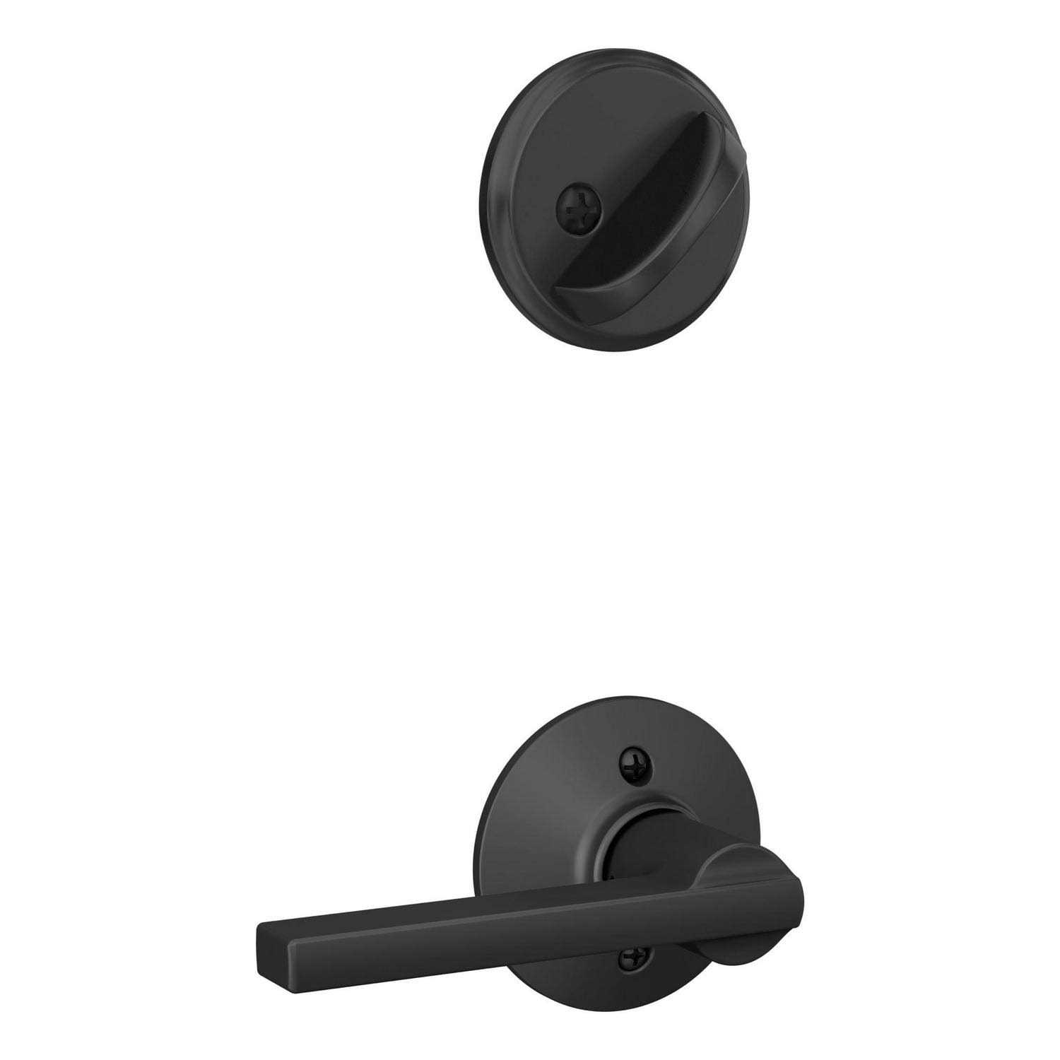 Schlage Entry Knob and Single Cylinder Deadbolt Latitude Straight/Contemporary Matte Black FB50NVLAT622 - Cheap Fitting