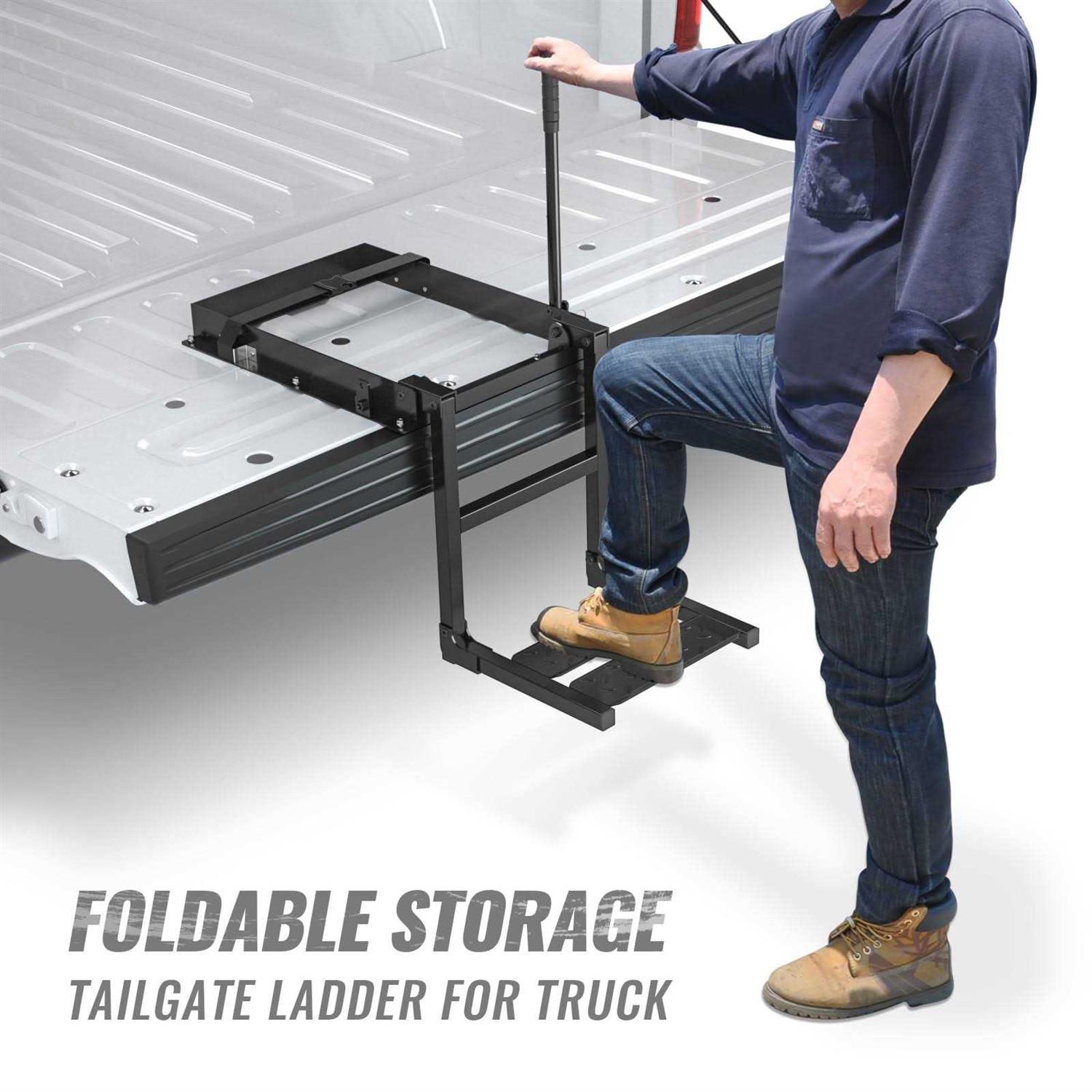 AA Products Inc. Foldable Pickup Truck Tailgate Ladder Rung Retractable Truck Tailgate Step with Telescopic Handrail - Cheap Fitting