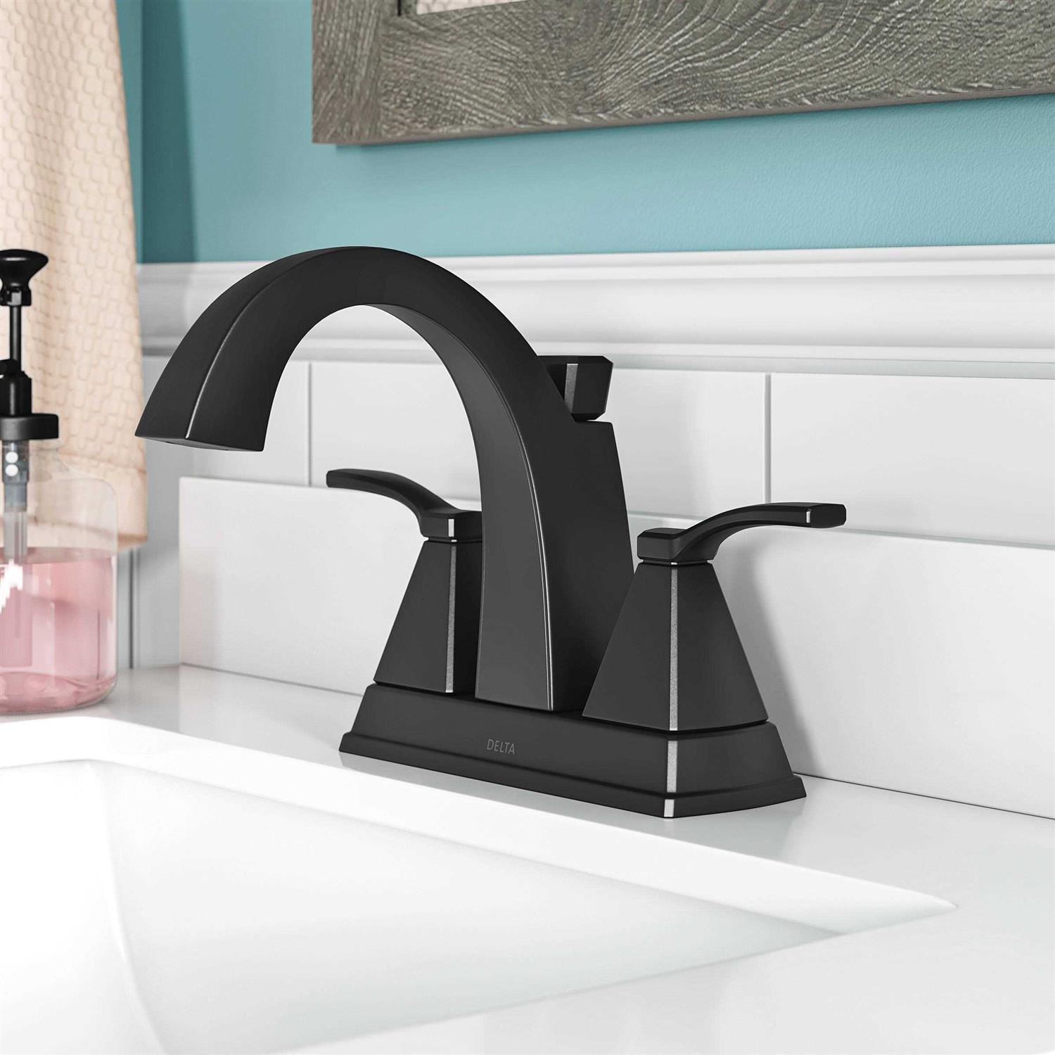 Delta Flynn Black Centerset Bathroom Faucet 4 - Cheap Fitting