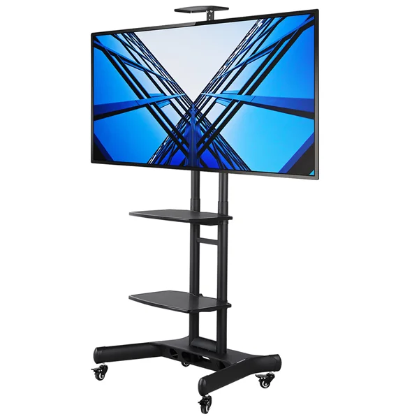 Easyfashion Adjustable 3 Tier Mobile TV Stand TV Cart for Flat Panel TVs up to 75'', Black - Cheap Fitting