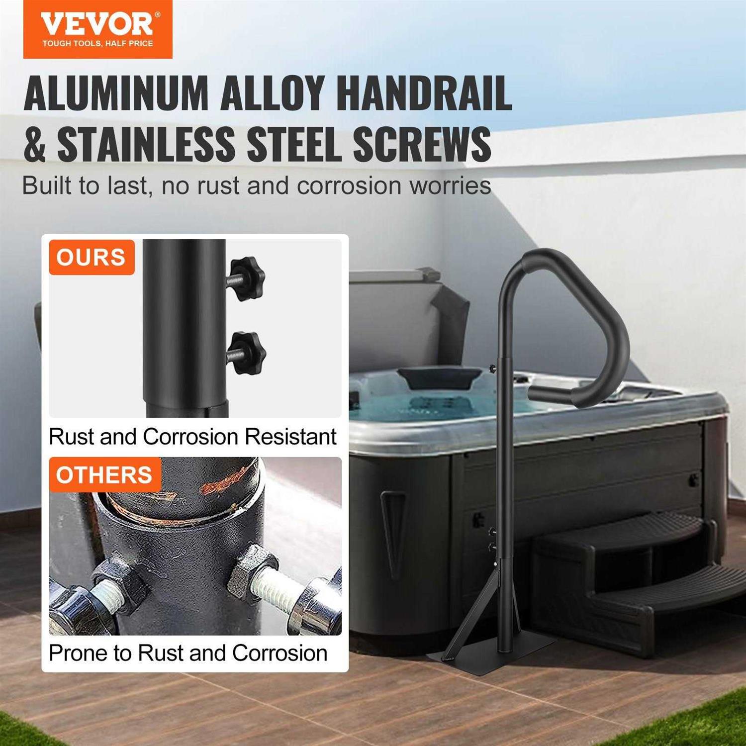 VEVOR Hot Tub Handrail 360 Rotatable Spa Side Handrail with 48-63 Adjustable Height - Cheap Fitting