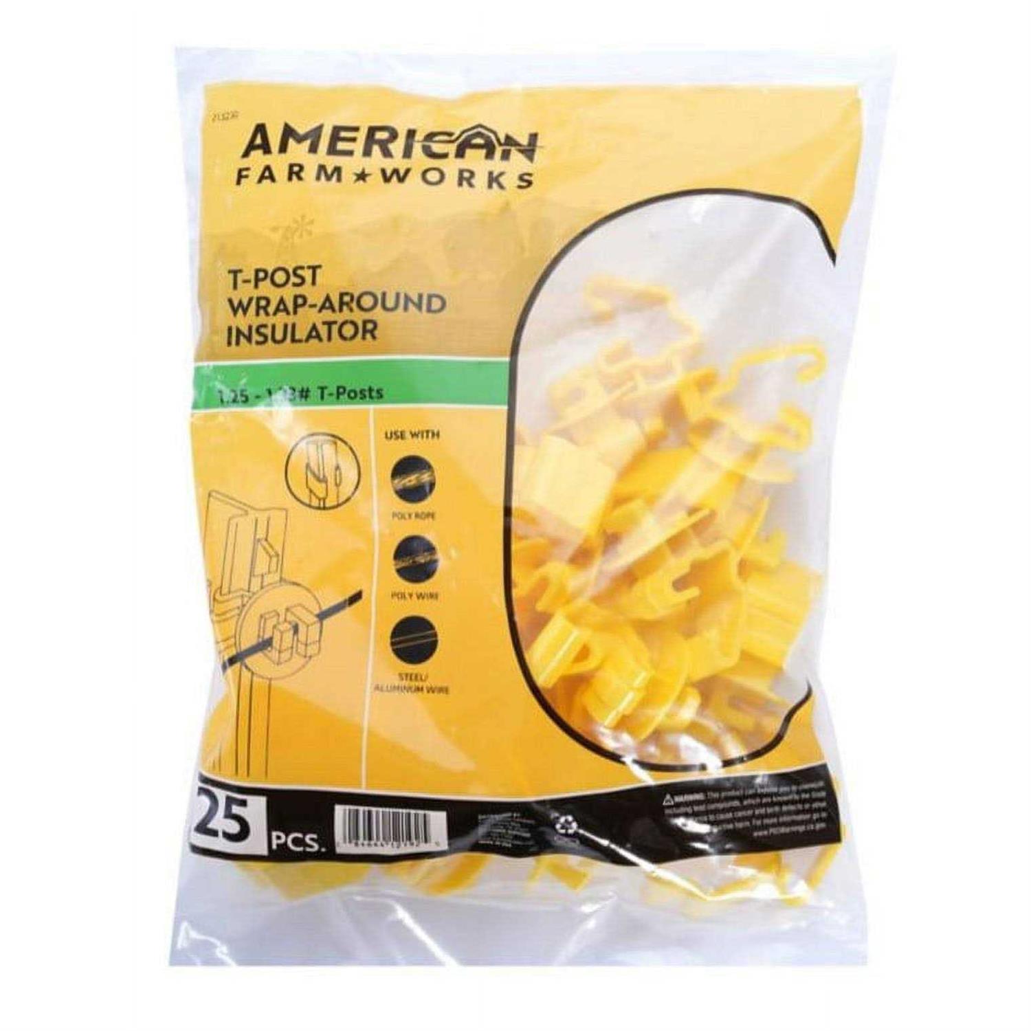 American FarmWorks Standard Snug Fitting T-Post Insulators for 1.25 & 1.33 Studded T Posts Yellow Ity-afw SKU:1213230 - Cheap Fitting