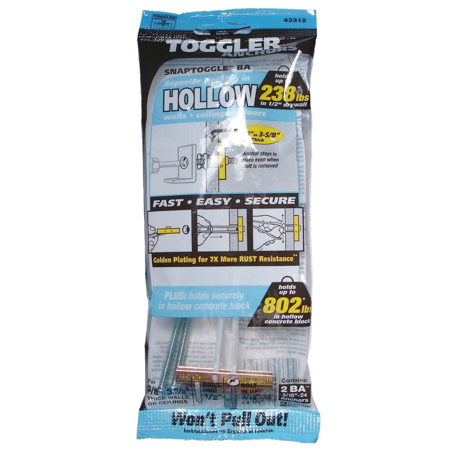 Mechanical Plastics 50375 0.19-24 in. Toggler Snaptoggle Ba Hollow - Cheap Fitting