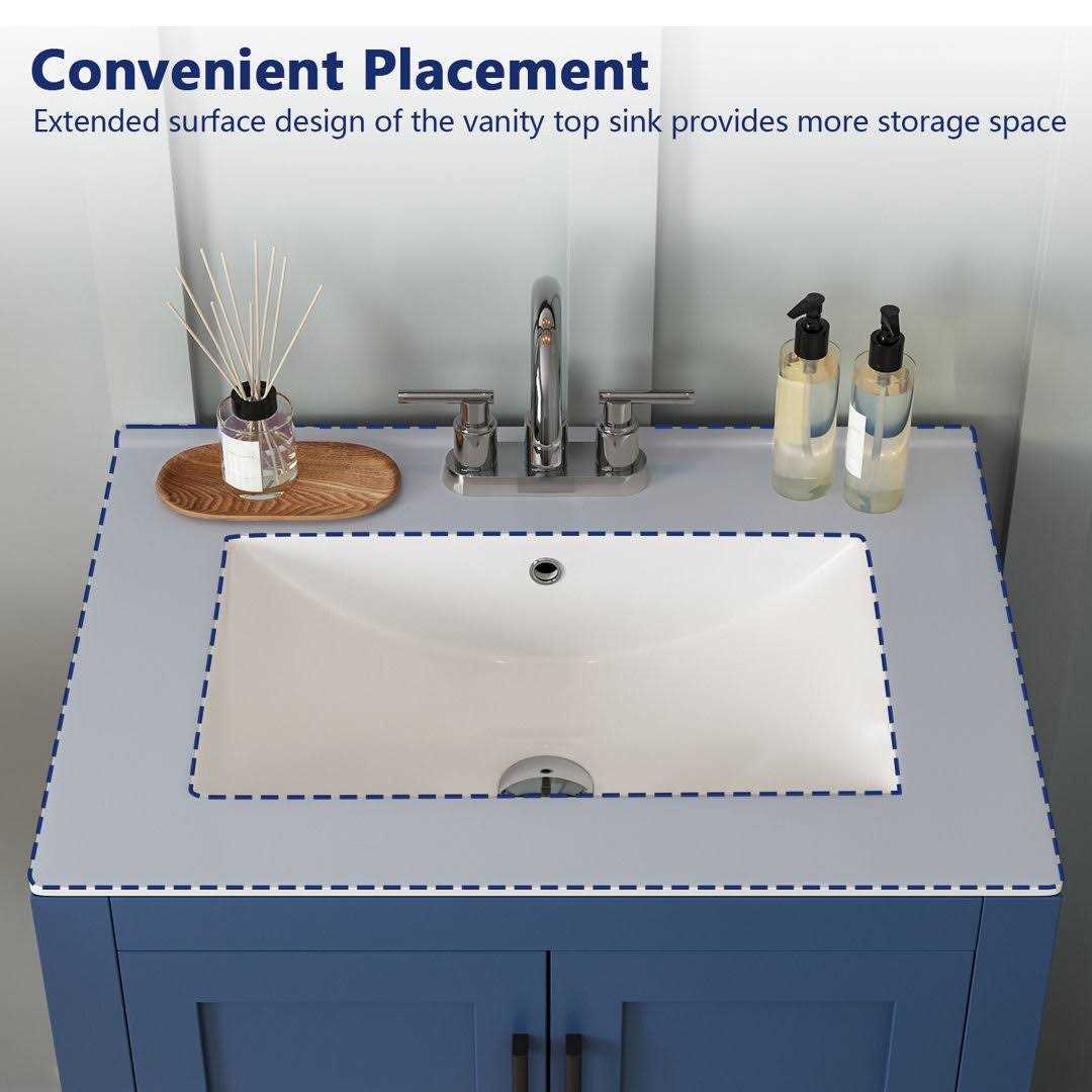 24 Modern Ceramic Bathroom Vanity Top Sink with Sink Faucet Holes DeerValley - Cheap Fitting