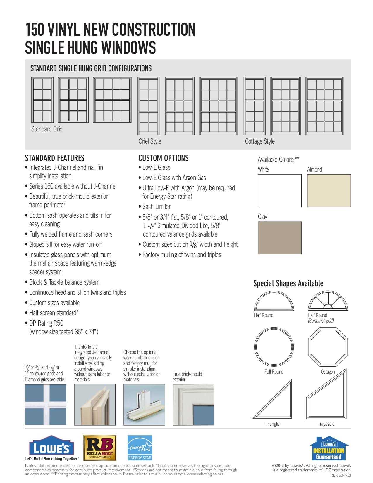 ReliaBilt Vinyl New Construction Single Hung Window - Cheap Fitting