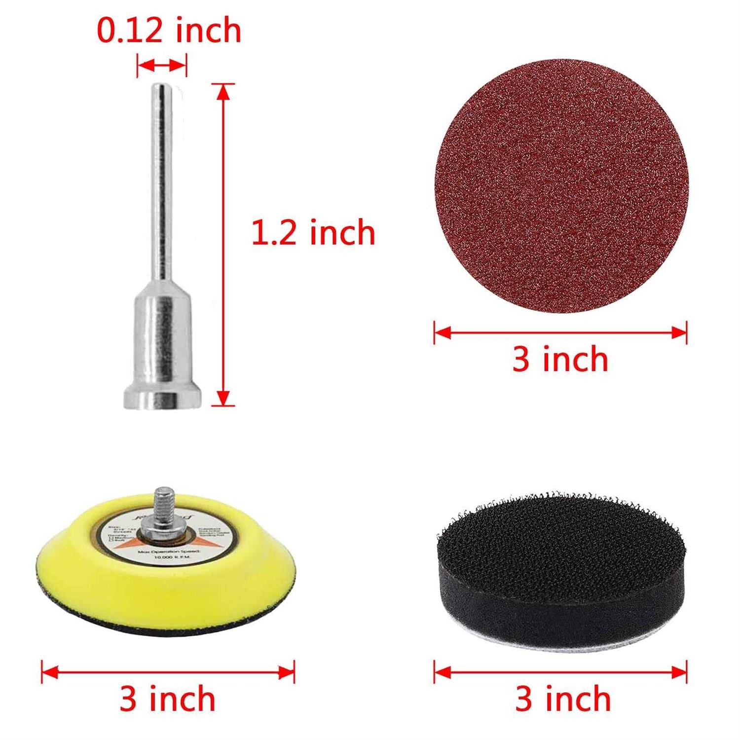 MAPRIAL 320PCS 3 Inch Sanding Discs, 40-2000 Grit Assortment Grinding Abrasive Hook and Loop Sandpaper with 1/8â - Cheap Fitting