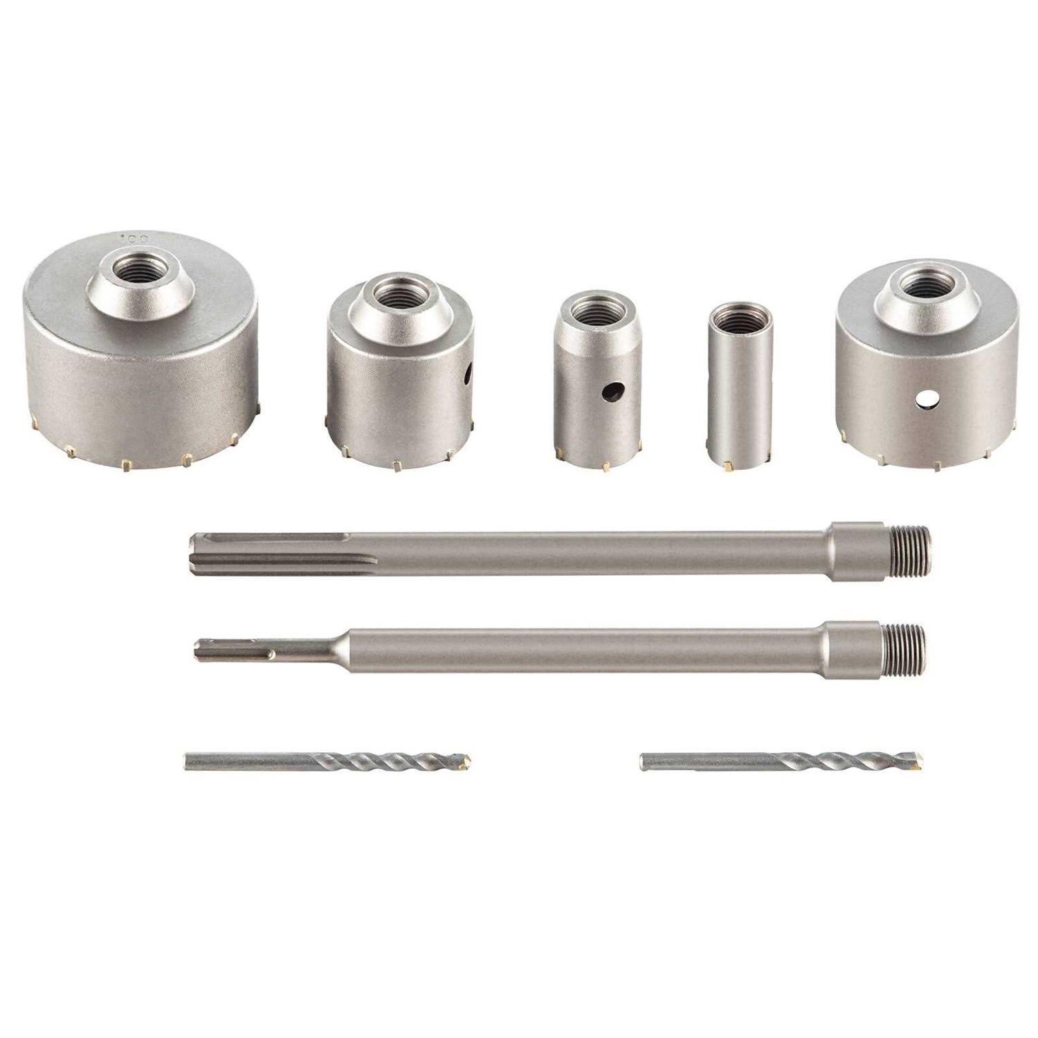 VEVOR Concrete Hole Saw Kit 1-2/11 1-3/5 2-9/16 3-5/32 3-15/16 Drill Bit Set SDS Plus & SDS MAX Shank Wall Hole Cutter w/a 4-1/3 - Cheap Fitting
