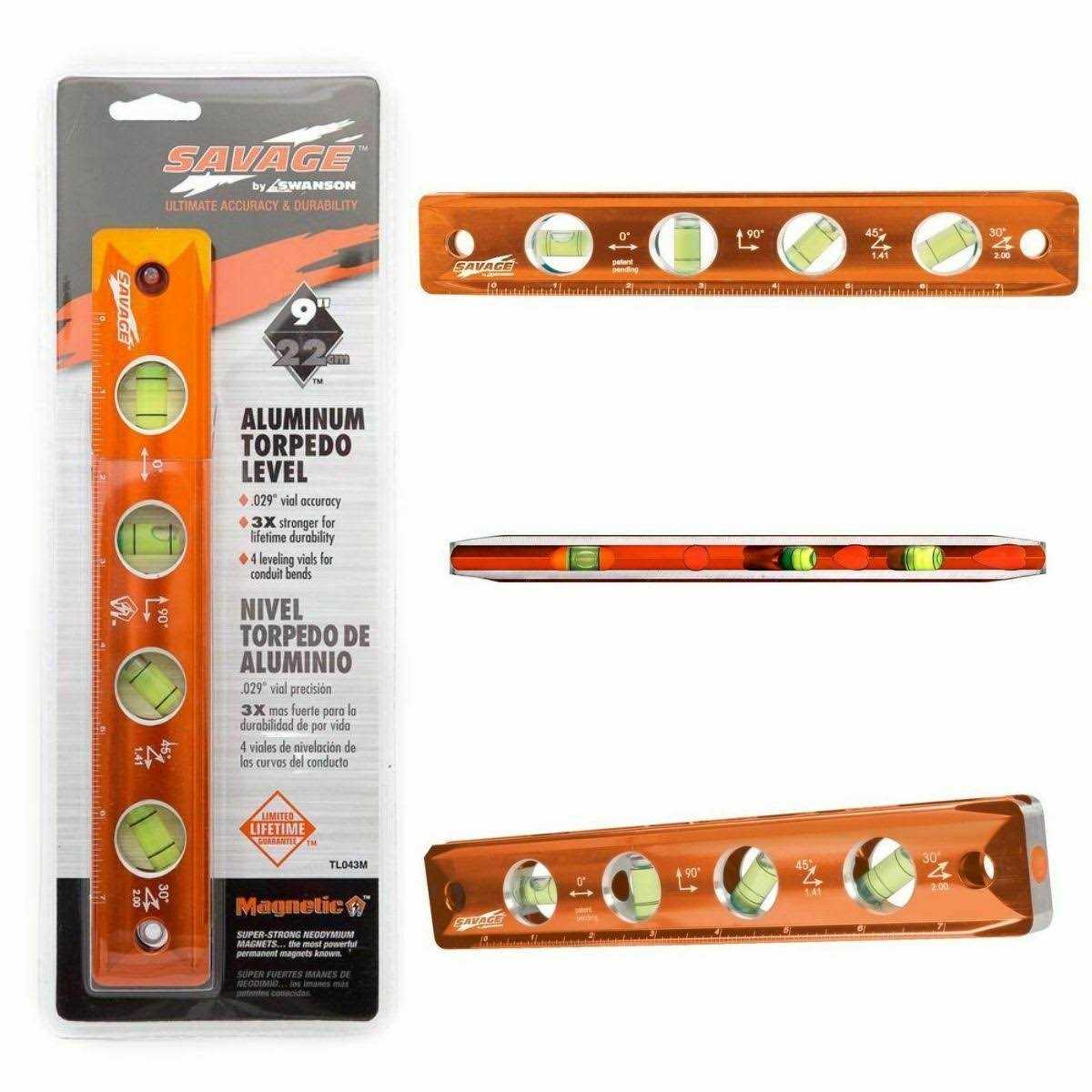 Swanson TL043M 9 Savage Magnetic Torpedo Level - Cheap Fitting