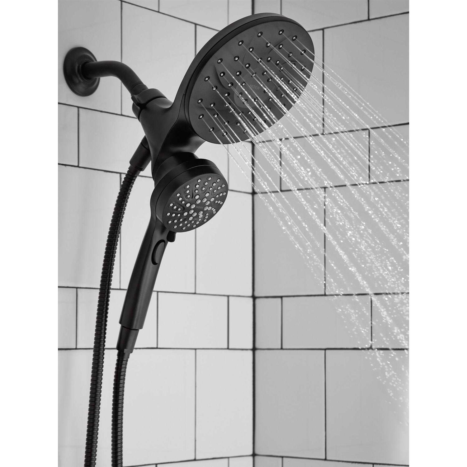 Moen Magnetix Graeden Handheld and Shower head Combo, Matte Black 1-handle Multi-head Round Bathtub and Shower Faucet Valve Included 82137BL - Cheap Fitting
