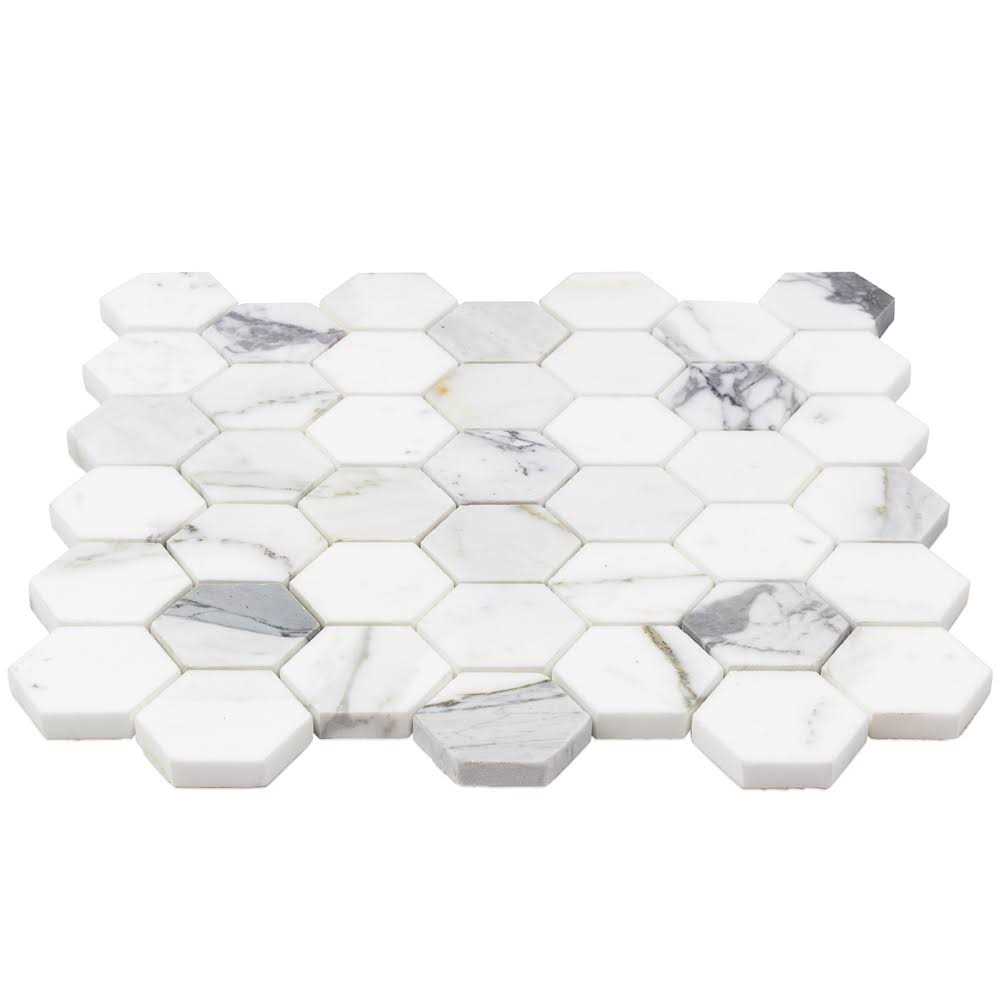 Hexagon Marble Mosaic Tile in White/Gray Ivy Hill Tile - Cheap Fitting