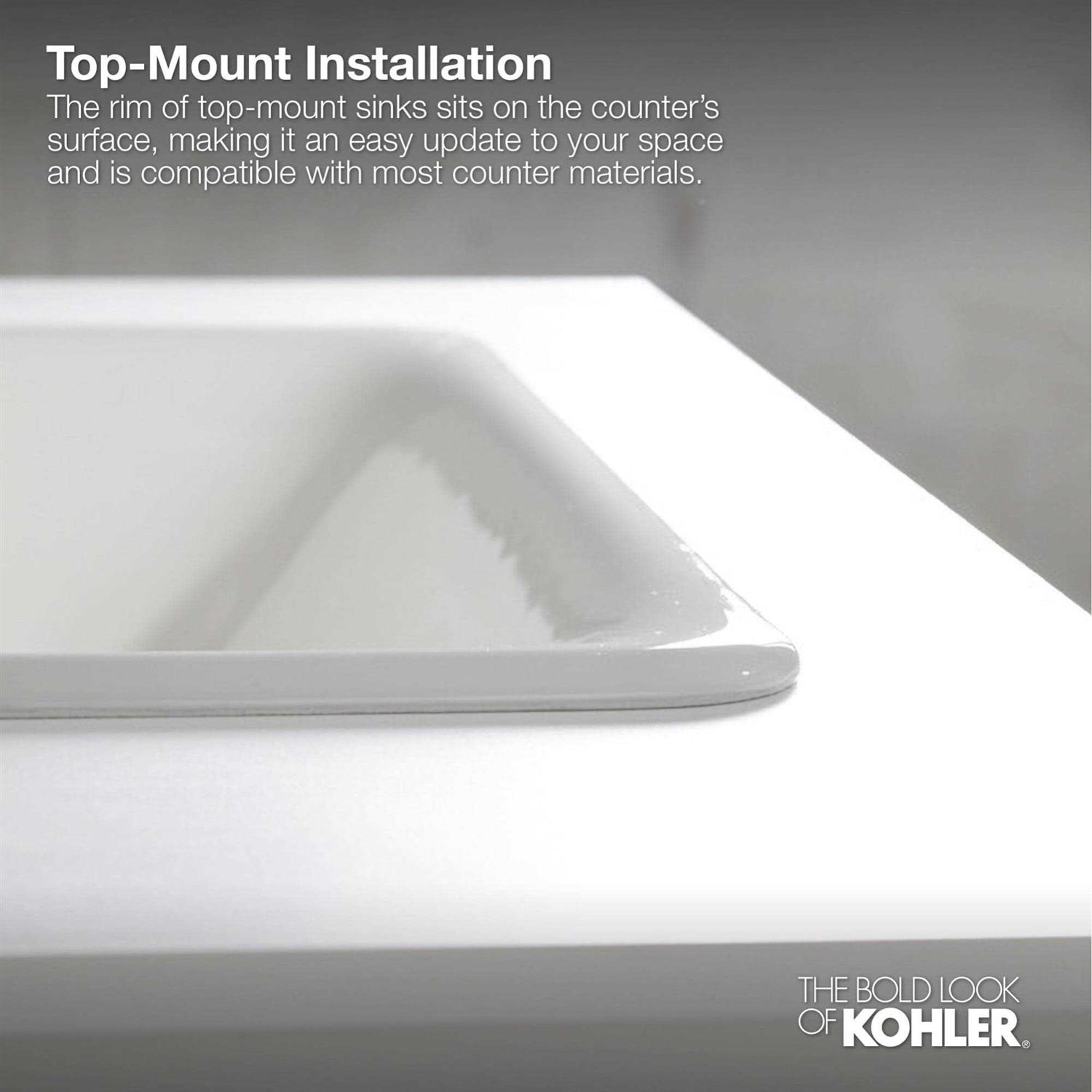 Kohler 2714-1-0 Bryant Round Drop-in Bathroom Sink with single Faucet Hole - Cheap Fitting