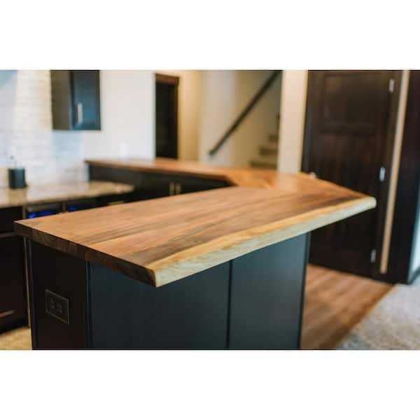HARDWOOD REFLECTIONS D Unfinished Saman Solid Wood Butcher Block Countertop With Live Edge - Cheap Fitting