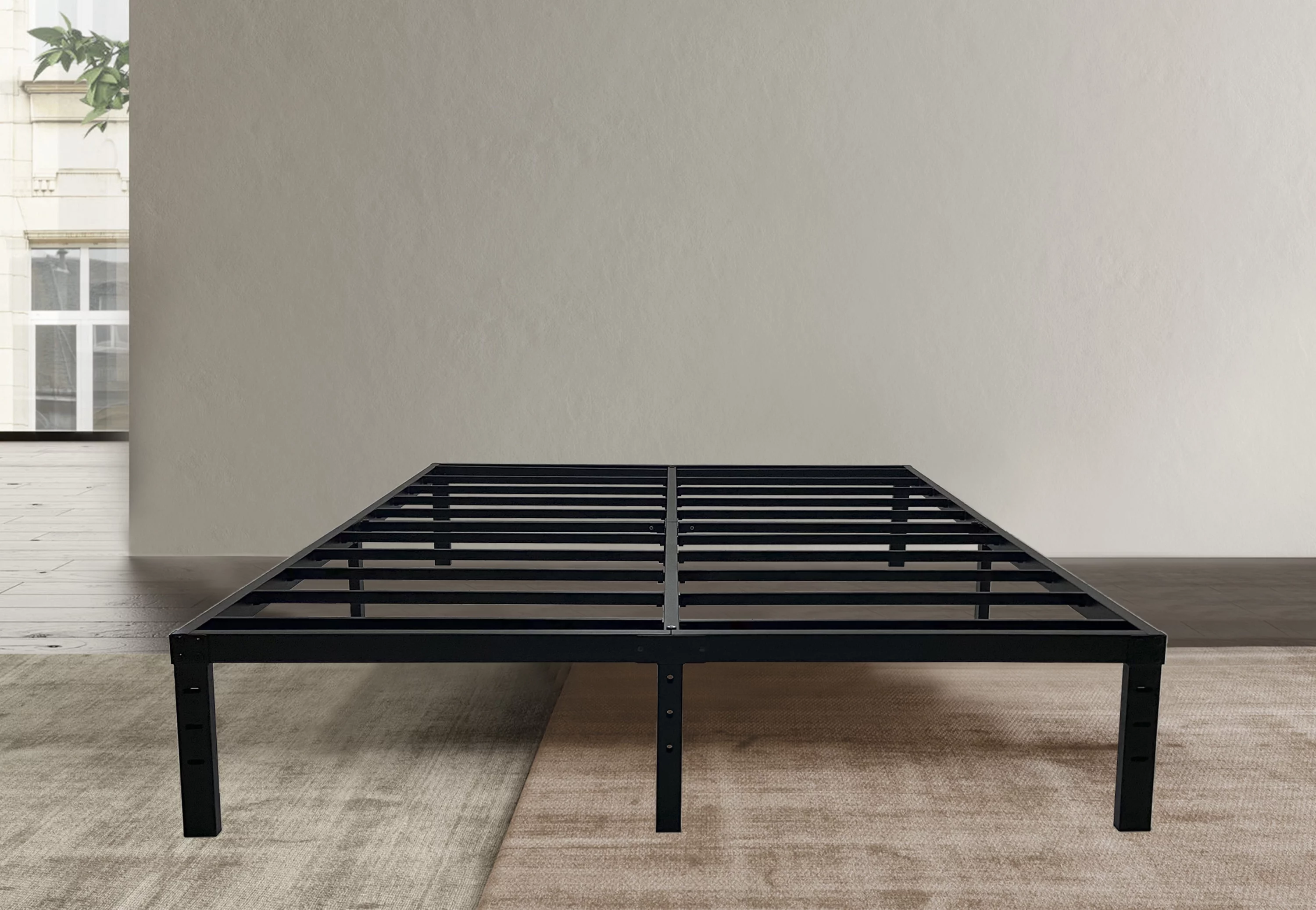 OmiNight 18 inches Tall Heavy Duty Steel Slat Queen Size Metal Bed Framenoiseless No Box Spring Needed - Cheap Fitting