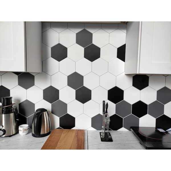 Avant Decor Bex Hexagon 6 in. x 6.9 2.3mm Stone Peel and Stick Backsplash Tile - Cheap Fitting
