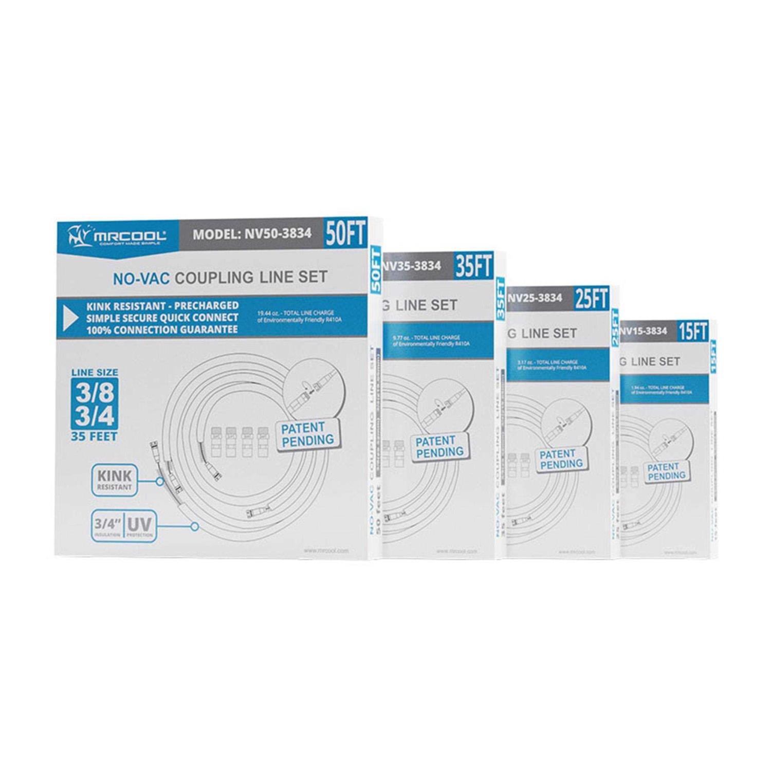 MRCOOL 15 ft Pre-Charged 3/8 x 3/4 No-Vac Quick Connect Line Set for Universal Series NV15-3834 - Cheap Fitting