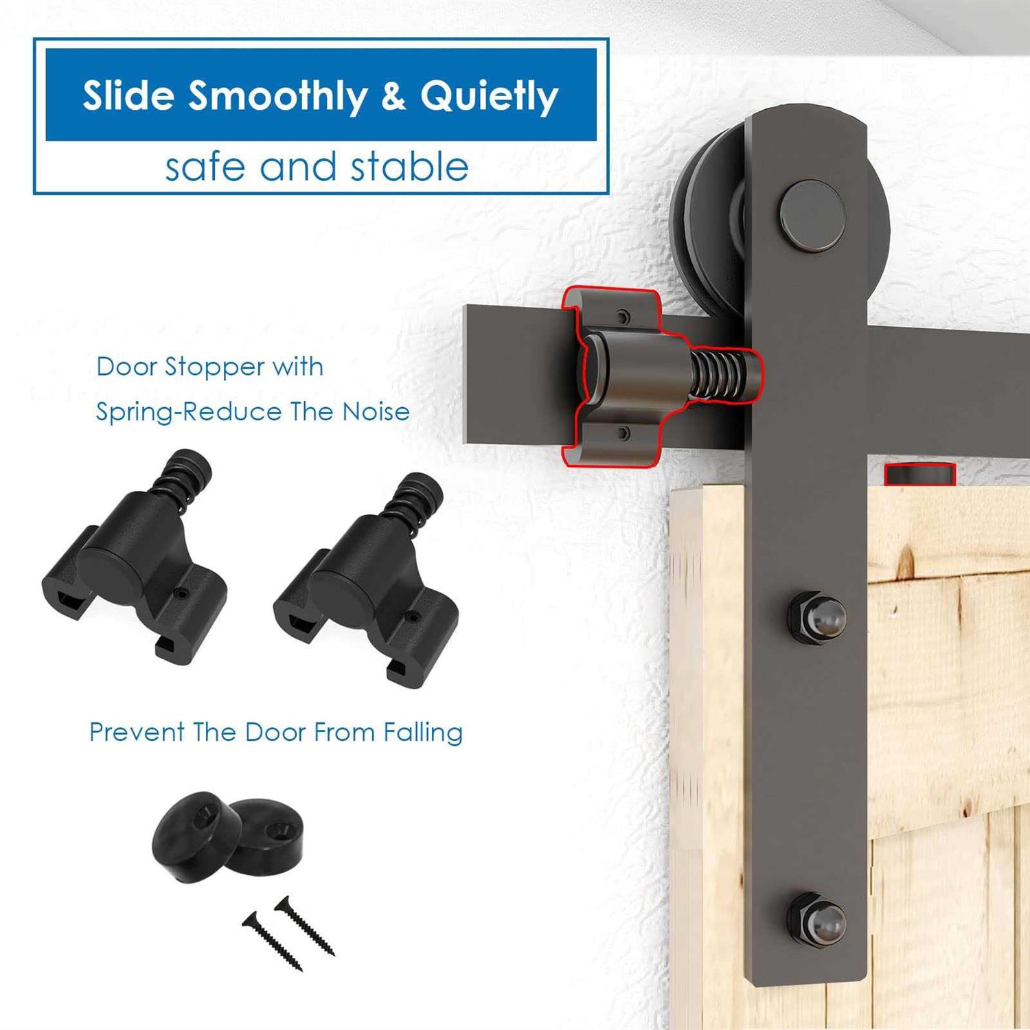 CCJH Heavy Duty Sturdy Sliding Barn Door Hardware Kit -Smoothly and Quietly -Easy to Install Fit Wide Door Panel - Cheap Fitting