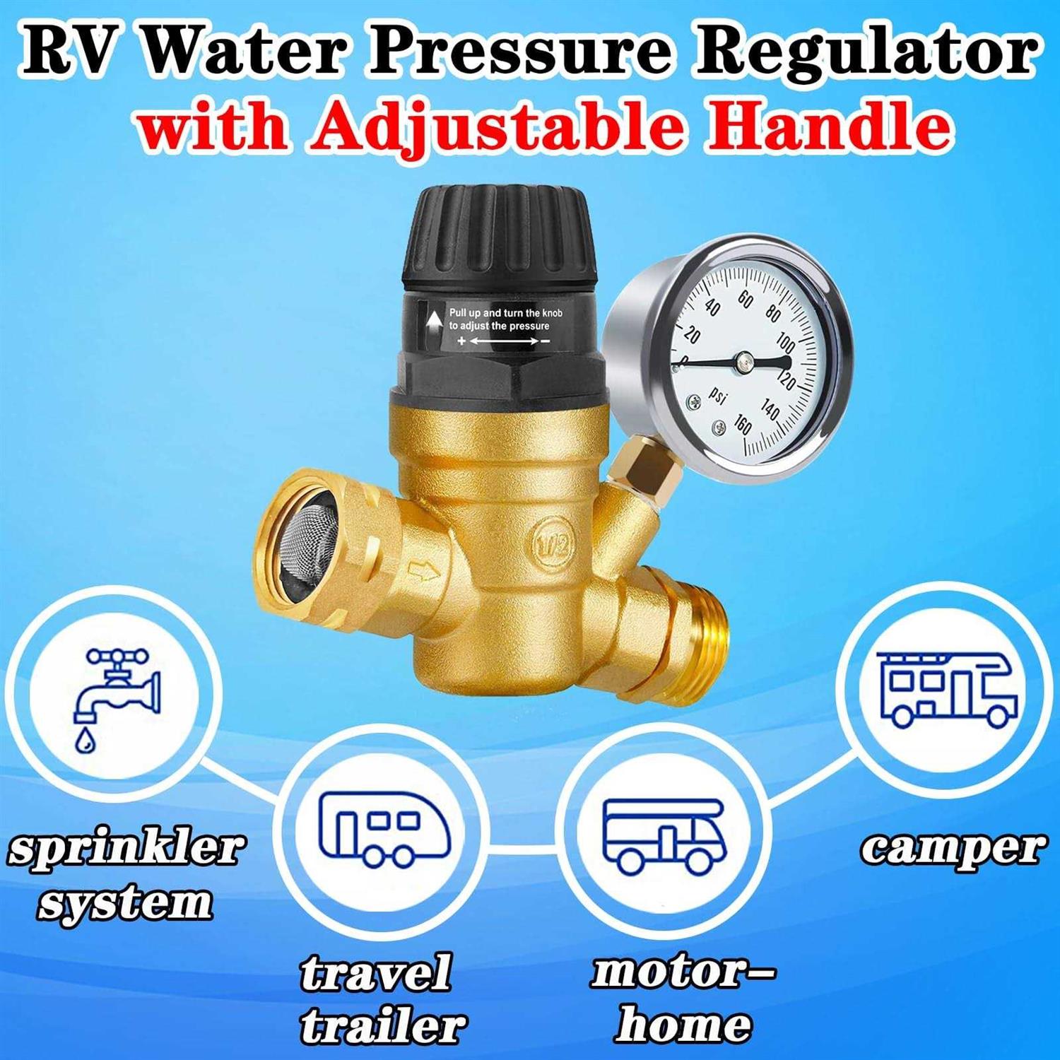 Boltigen RV Water Pressure Regulator with Adjustable Handle Water Pressure Regulator for RV Camper - Cheap Fitting