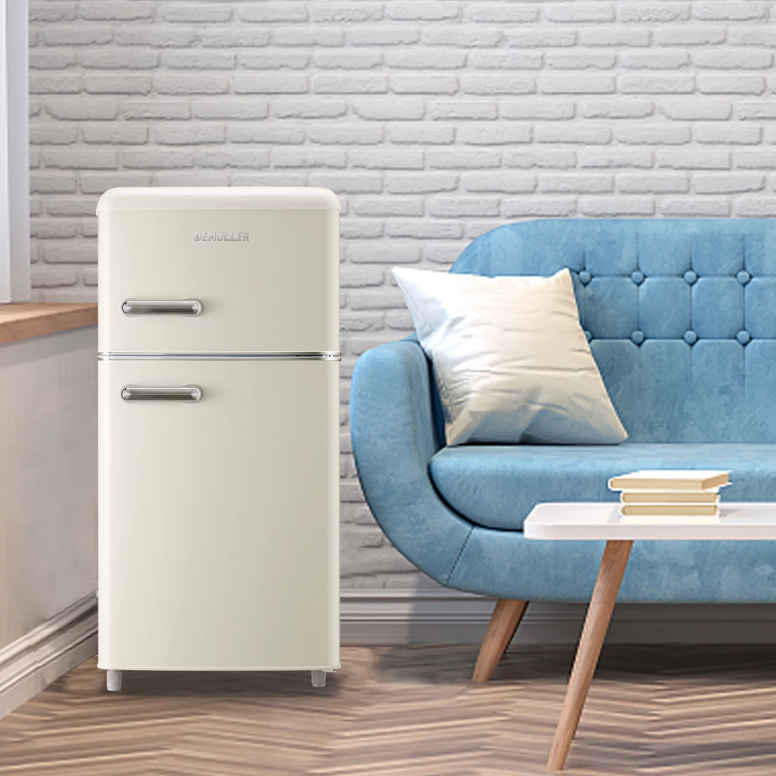 DEMULLER Mini Refrigerator Dual Door Fridge with Handle 7 Speed Temperature Control YX-100-Black - Cheap Fitting