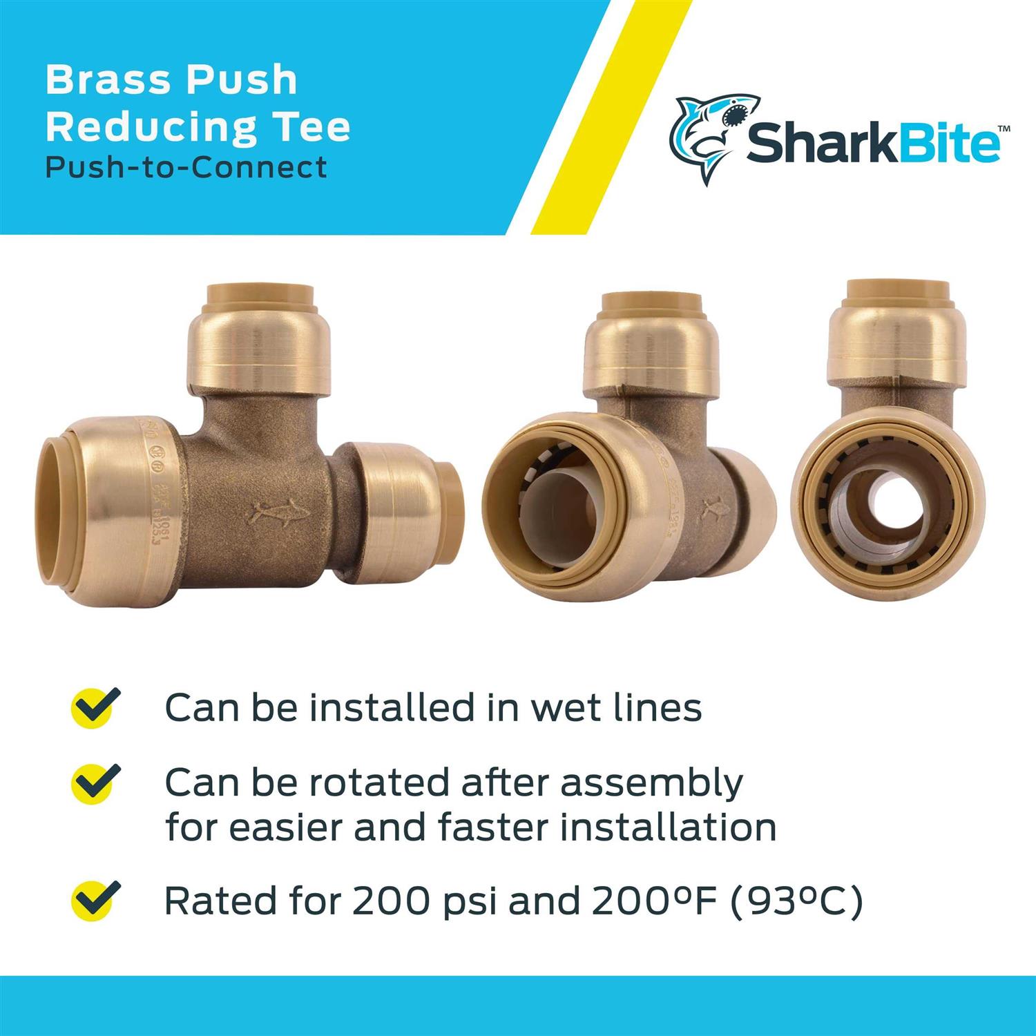 SharkBite Brass Reducing Push-to-Connect Tee - Cheap Fitting