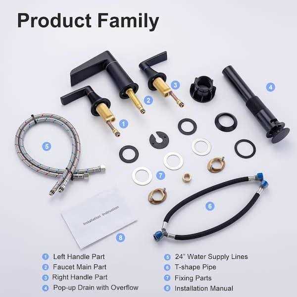 Rainlex Widespread Faucet 2-handle Bathroom Faucet with Drain Assembly - Cheap Fitting