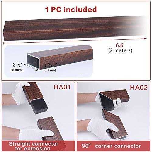 Muzata 6’6 Black Aluminum Flat Handrail - Cheap Fitting