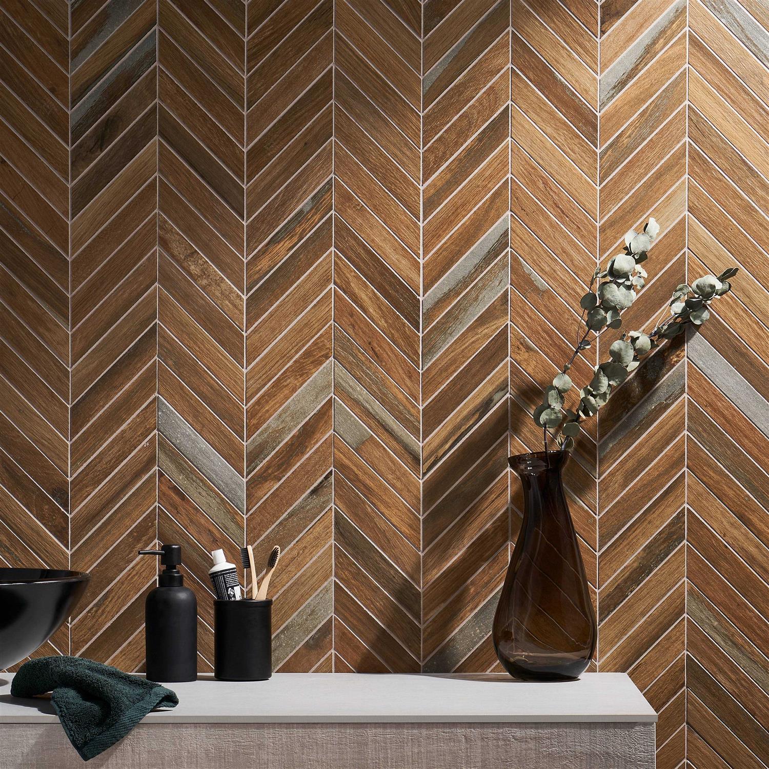Ivy Hill Tile Everlasting Chevron 9.44 in. x 19.68 in. Matte Wood Look Porcelain Mosaic Tile - Cheap Fitting