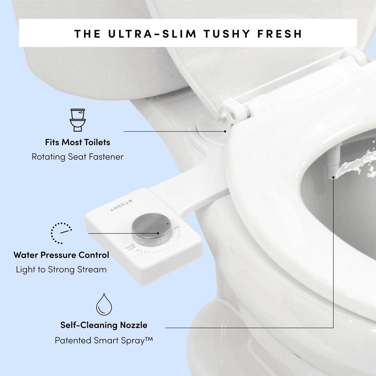 New TUSHY Fresh Bidet Ultra Slim Toilet Seat Attachment Easy DIY Install - Cheap Fitting