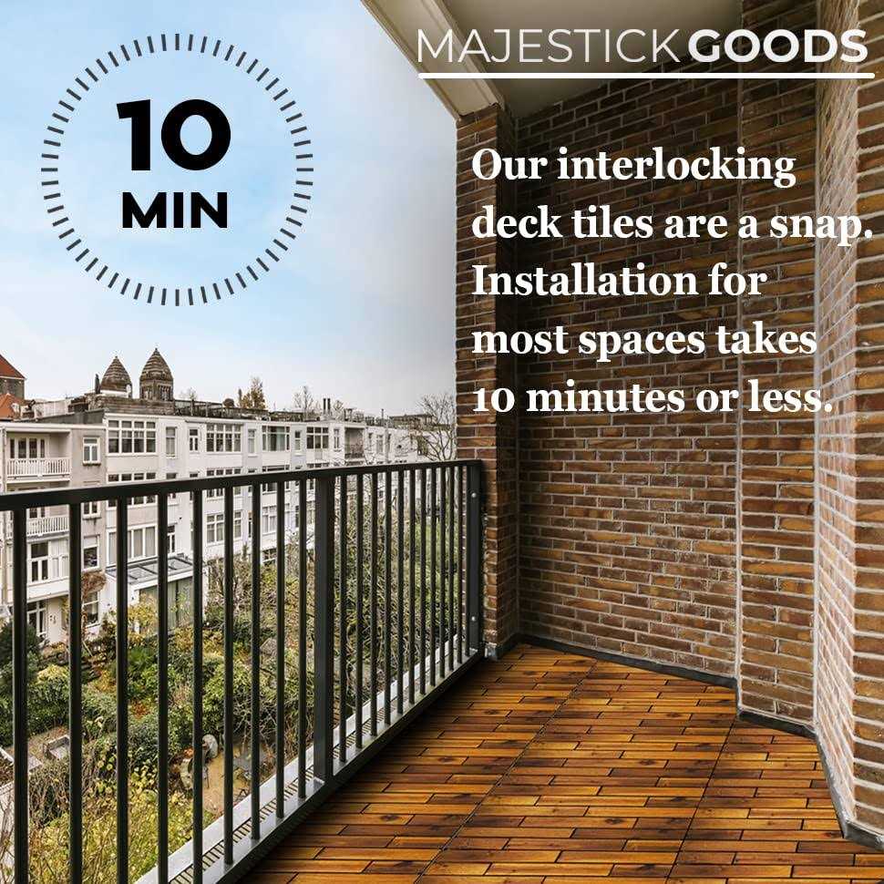 Majestick Goods Interlocking Deck Tiles 8 Pack Snap Together Wood Flooring - Cheap Fitting