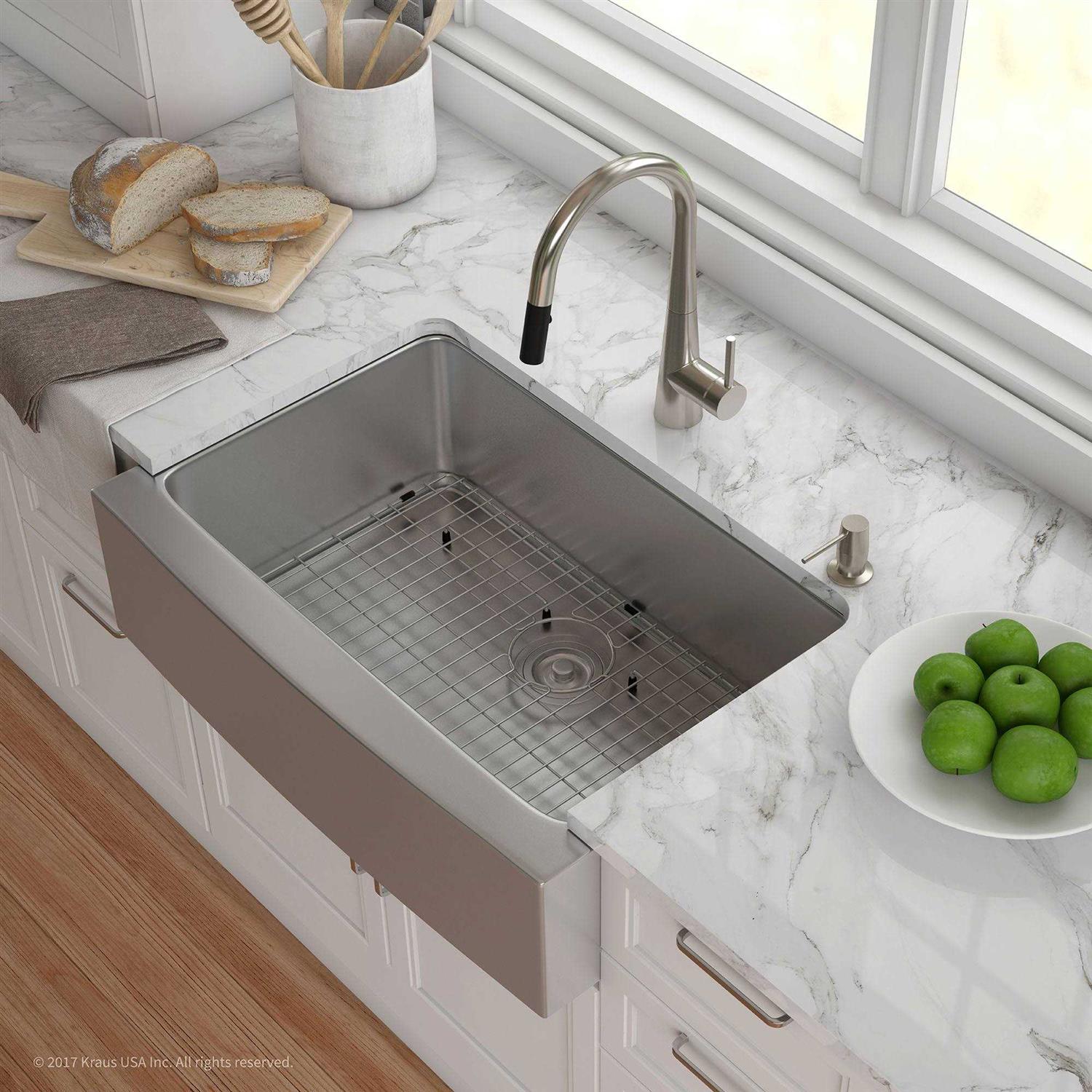 Kraus 30 Farmhouse Single Bowl Kitchen Sink-Stainless Steel KHF200-30 - Cheap Fitting