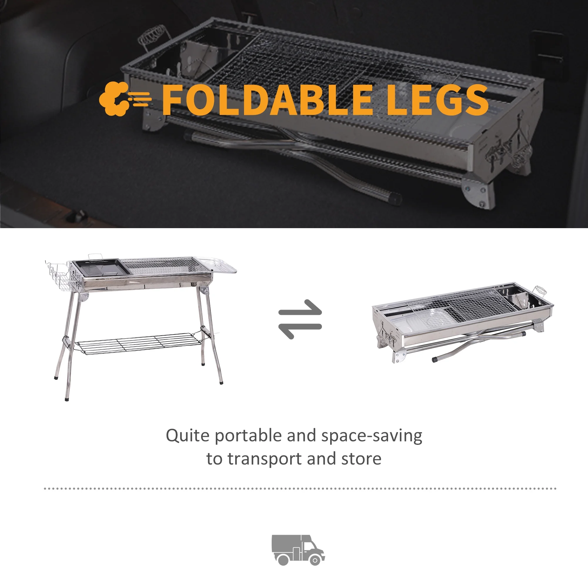 Portable Folding Charcoal BBQ Grill Stainless Steel Camp Picnic Cooker - Cheap Fitting