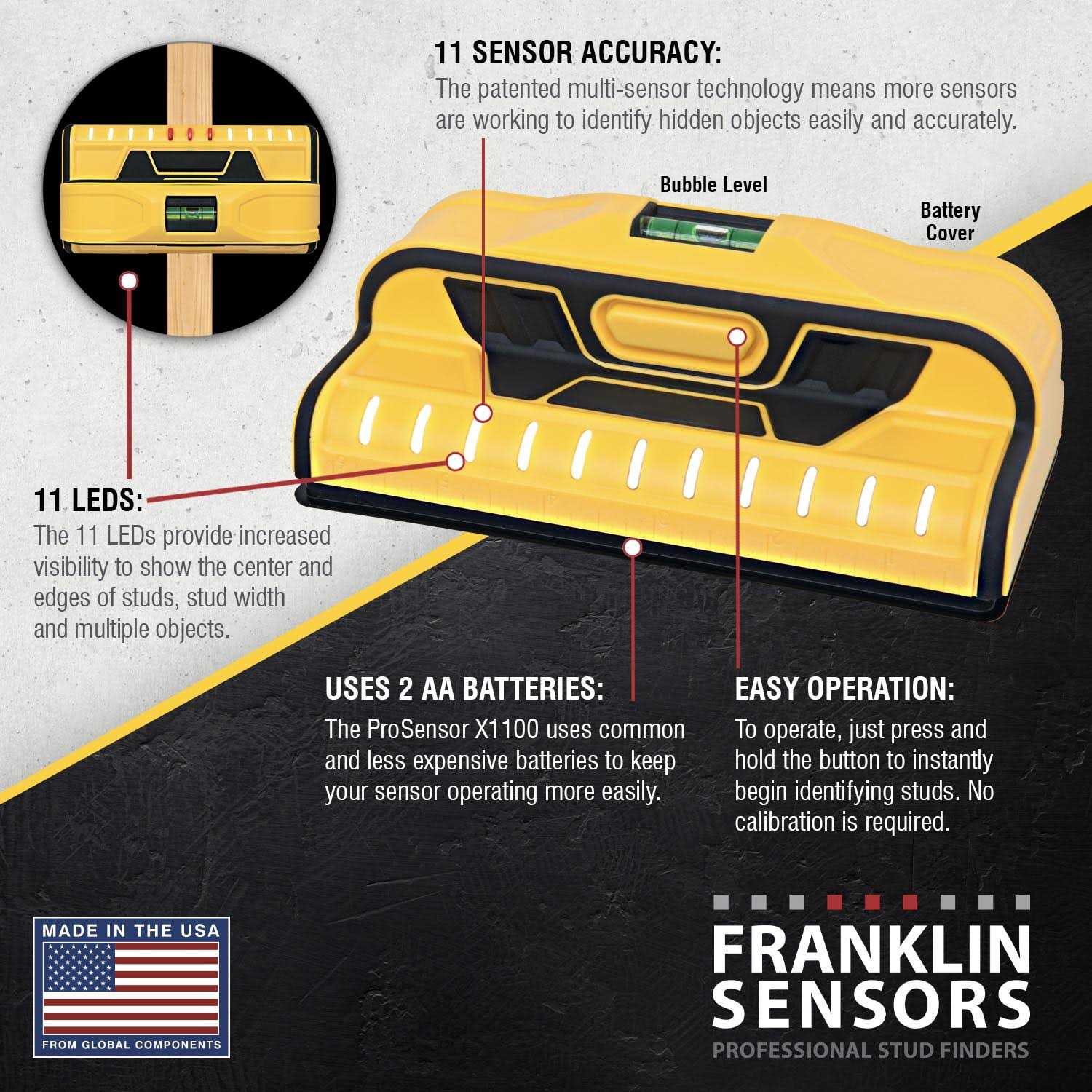 Franklin Sensors ProSensor 1.6-in Scan Depth Metal and Wood Stud Finder FSX110002 - Cheap Fitting