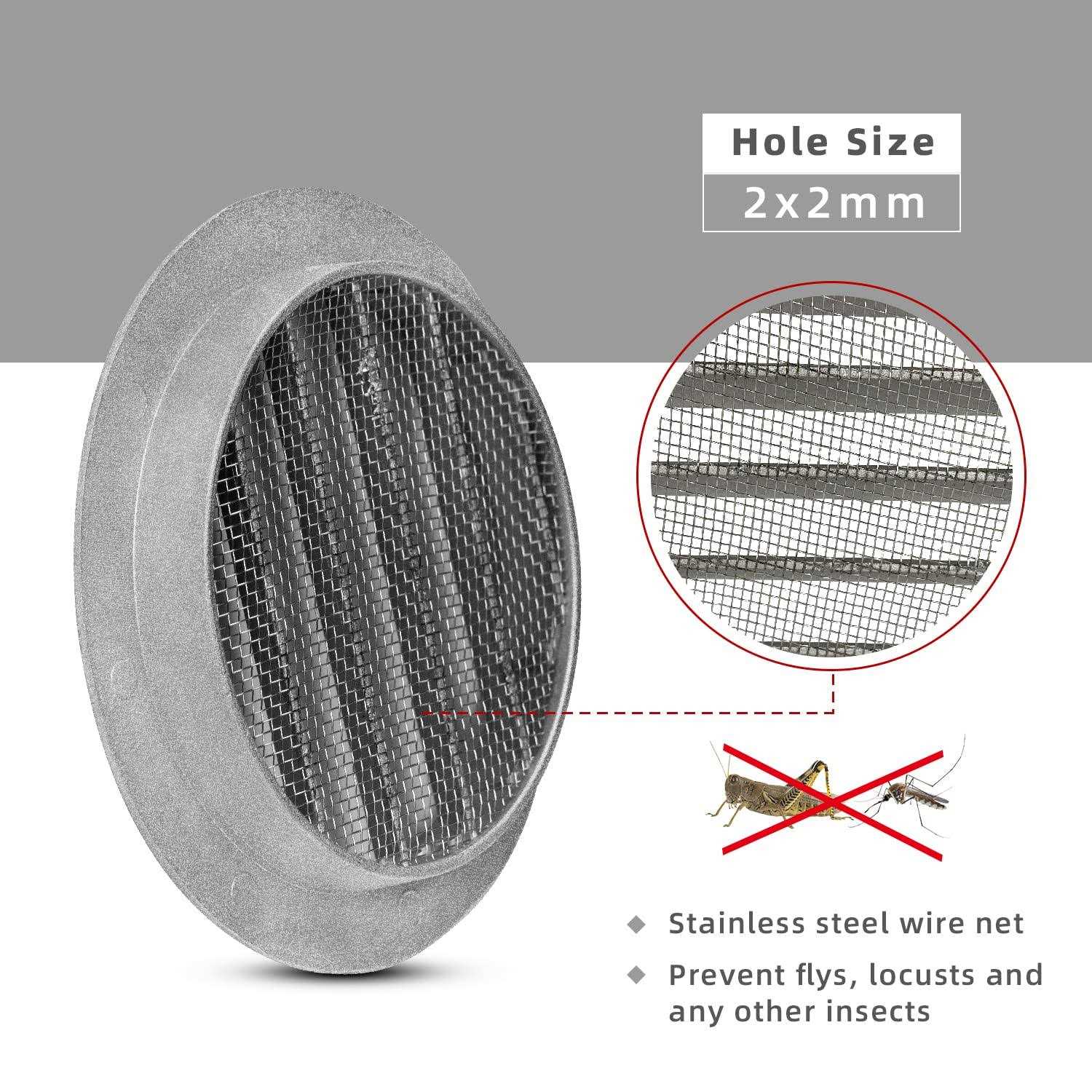 FRESH SPEED Grey Round Metal Dryer Vent Cover Flat Louver Mesh - Cheap Fitting