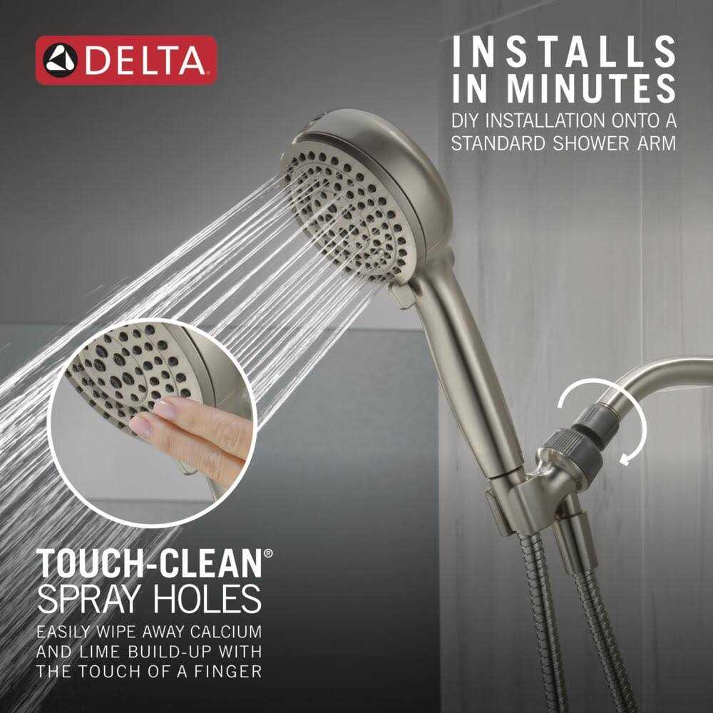 Delta ProClean Spotshield Brushed Nickel Round Handheld Shower Head 2.5-GPM Rubber 75720DSN - Cheap Fitting