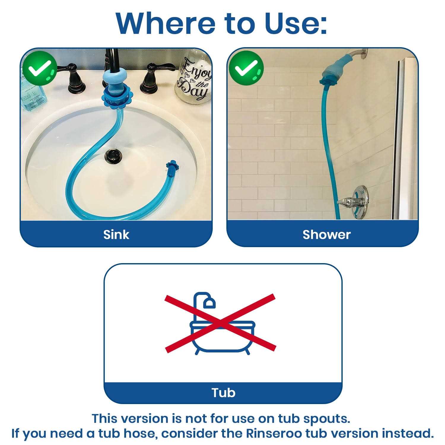 Rinseroo XL 6 Foot Slip-on Handheld Showerhead Attachment Hose for Sink/Shower. No Install - Cheap Fitting