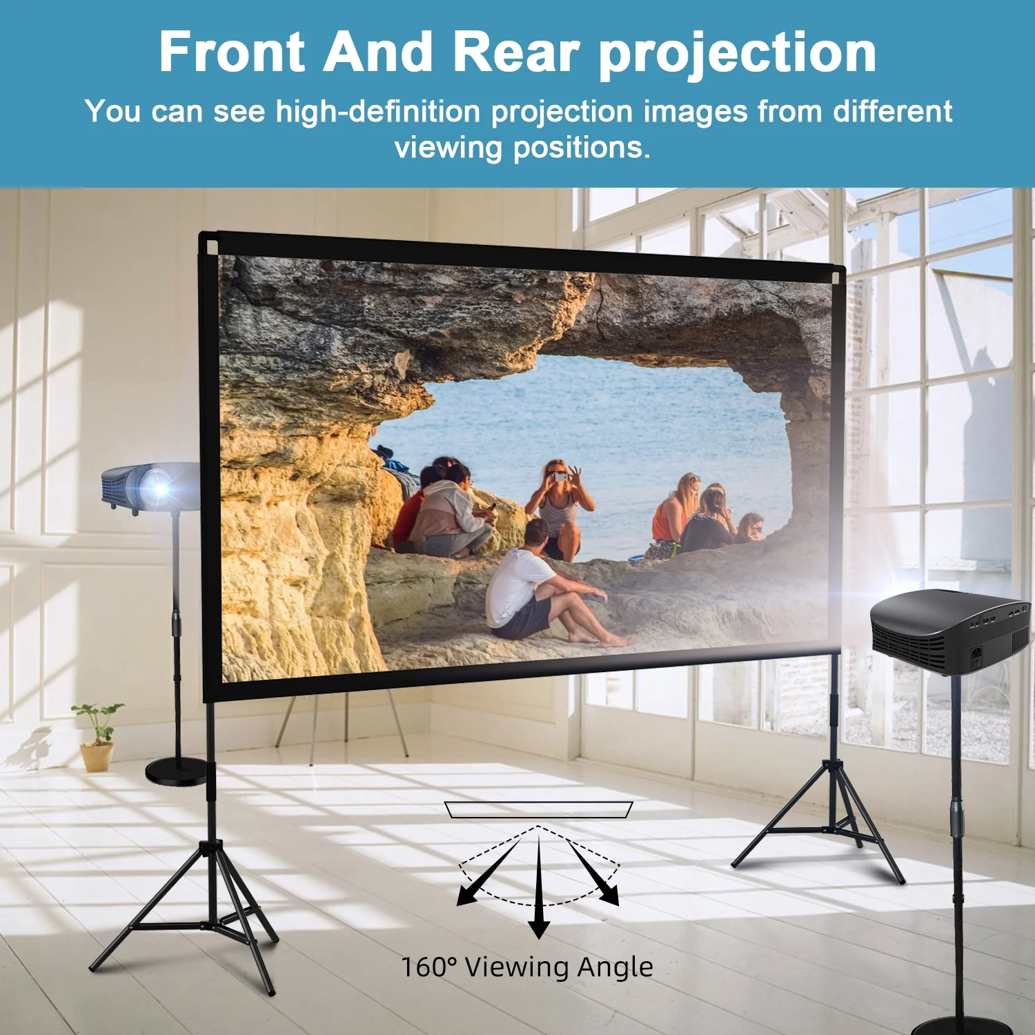 Towond 120inch Projector Screen with Stand, Portable Outdoor Moive Screen16:9 4K Wrinkle-Free with Carry Bag - Cheap Fitting
