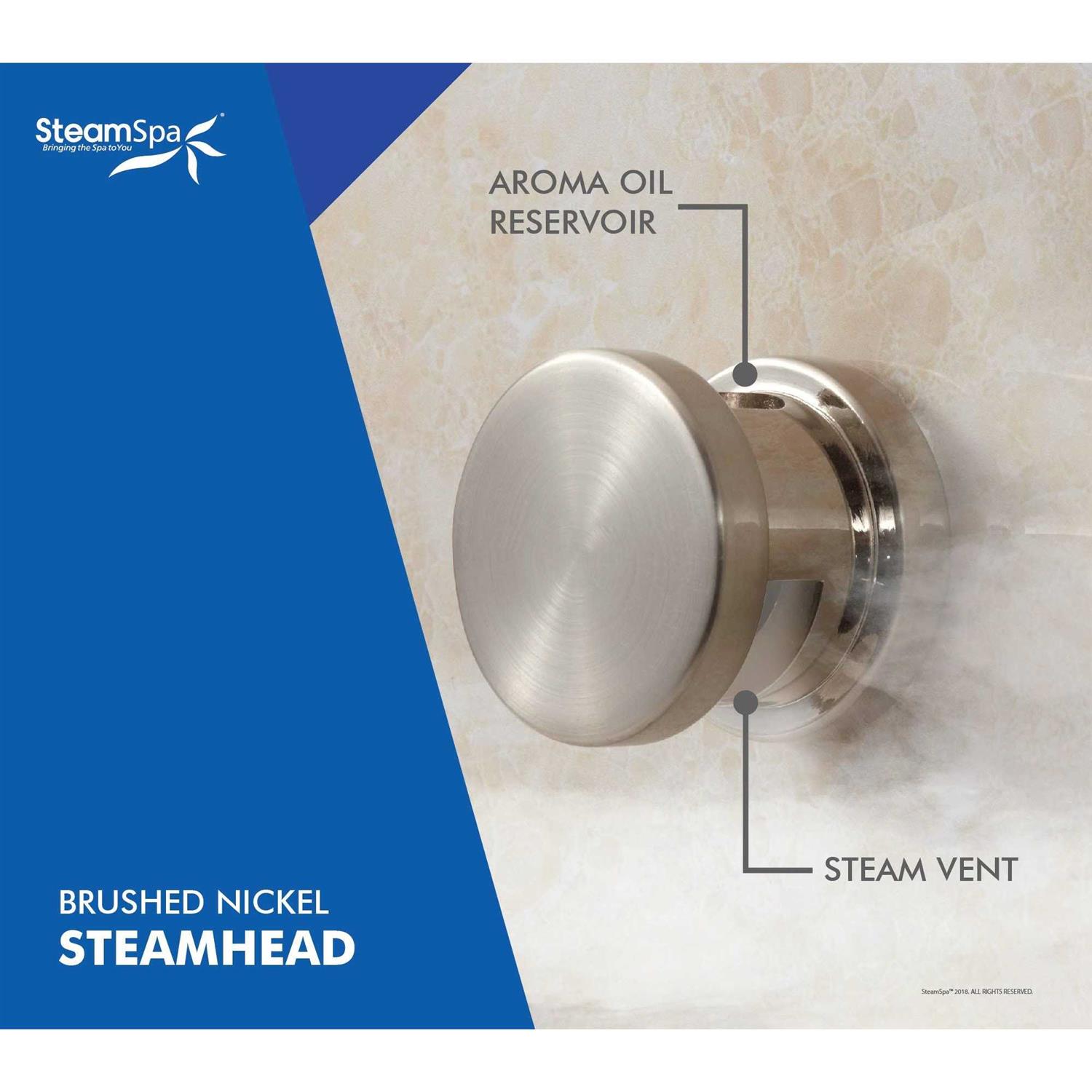 SteamSpa Steamhead with Aromatherapy Reservoir in Brushed Nickel G-SHBN - Cheap Fitting
