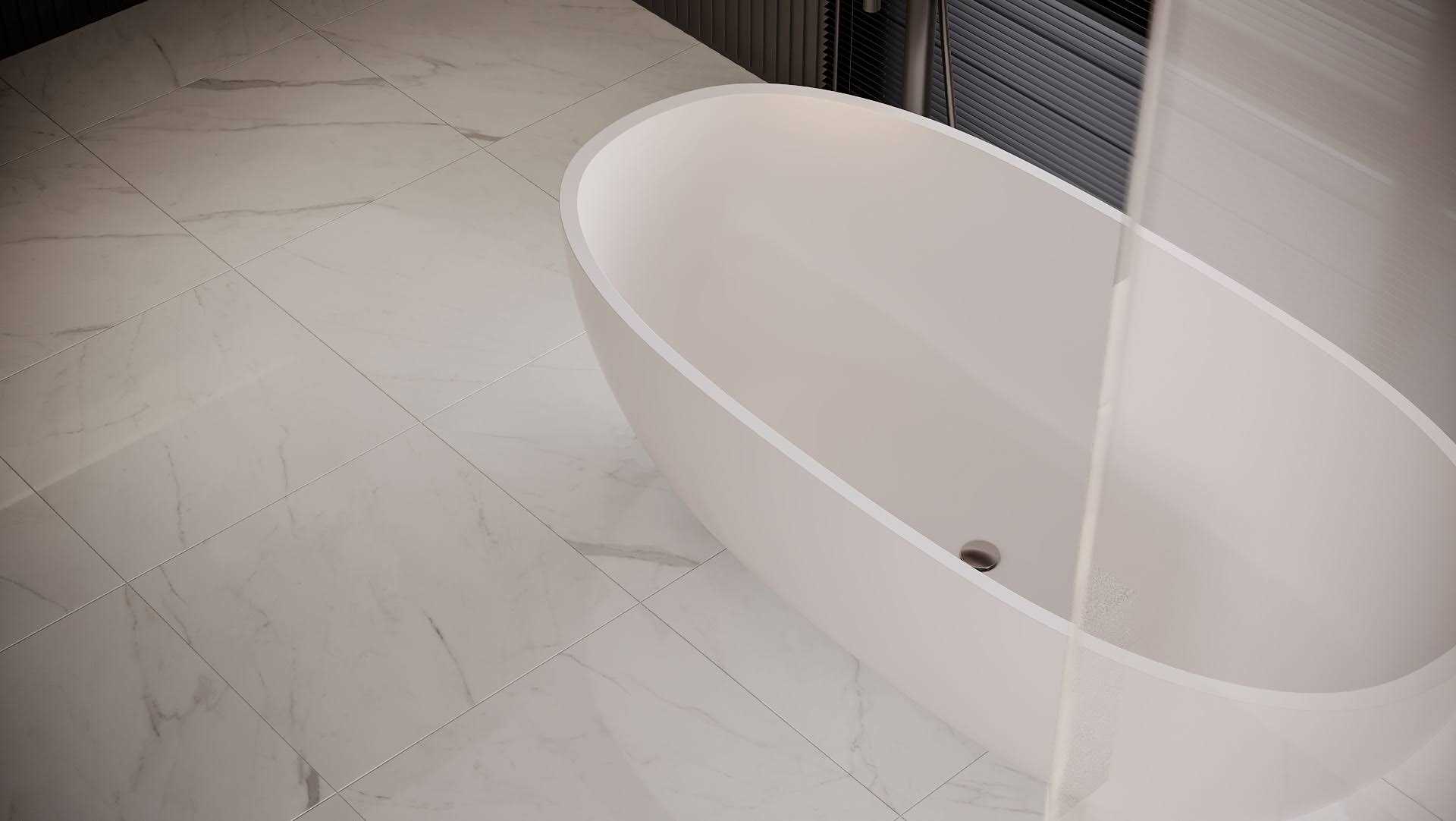 Satori Carrara Domani 24-in x 24-in Polished Porcelain Marble Look Floor and Wall Tile 1001-0194-1 - Cheap Fitting