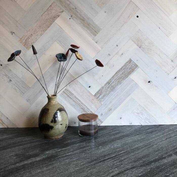 Timberchic Herringbone Pattern Wall Planks – Baxter Blonde - Cheap Fitting