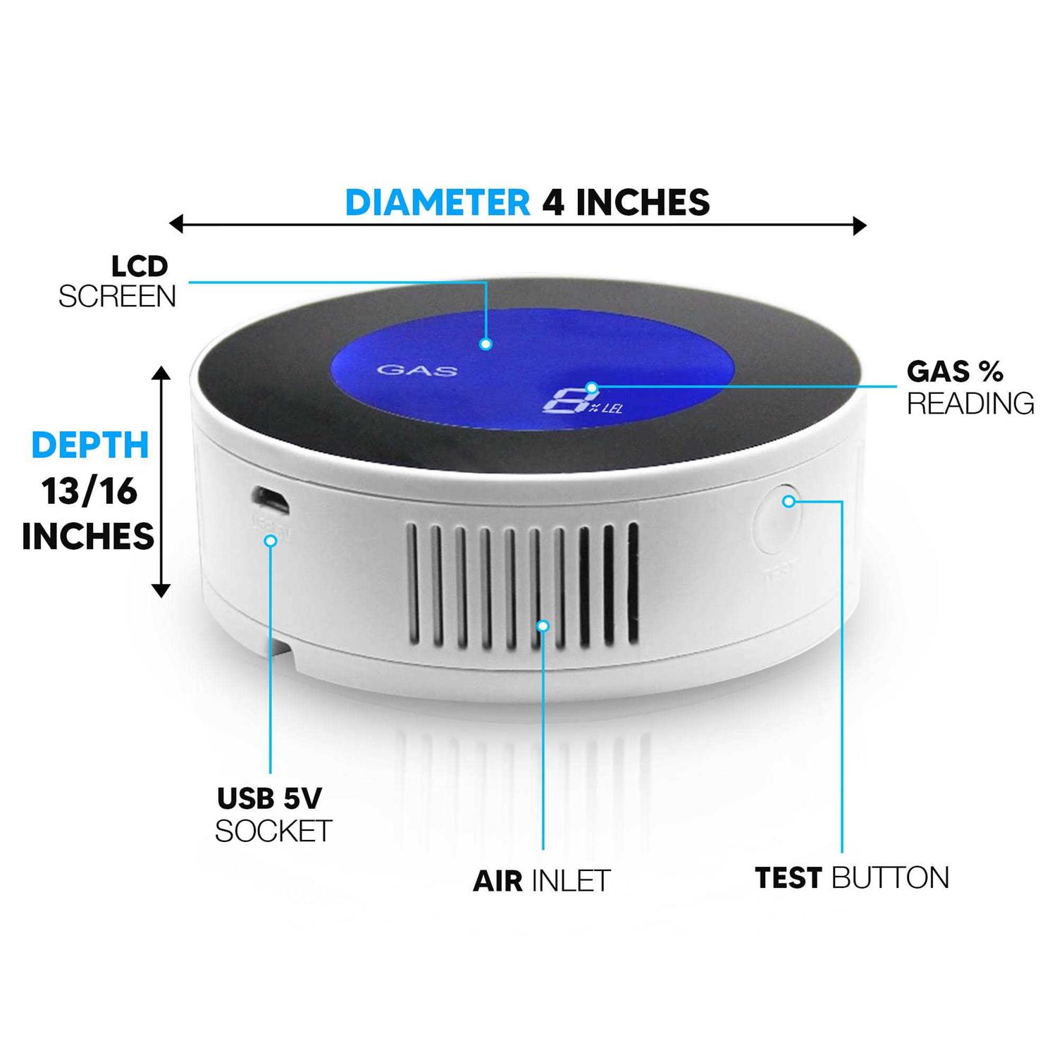 Gasknight 2.0 Natural Gas Detector & Propane Detector. Plug-In Gas Leak Alarm w LCD Display - Cheap Fitting
